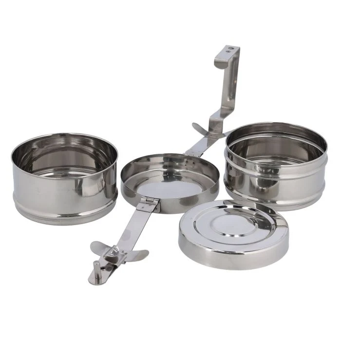 2 Layer Bombay Tiffin, Stainless Steel, RF10557 - Tiffin Box for Office Use, Student, Women, Men, Girls, Traditional Tiffin Boxes - Image 5