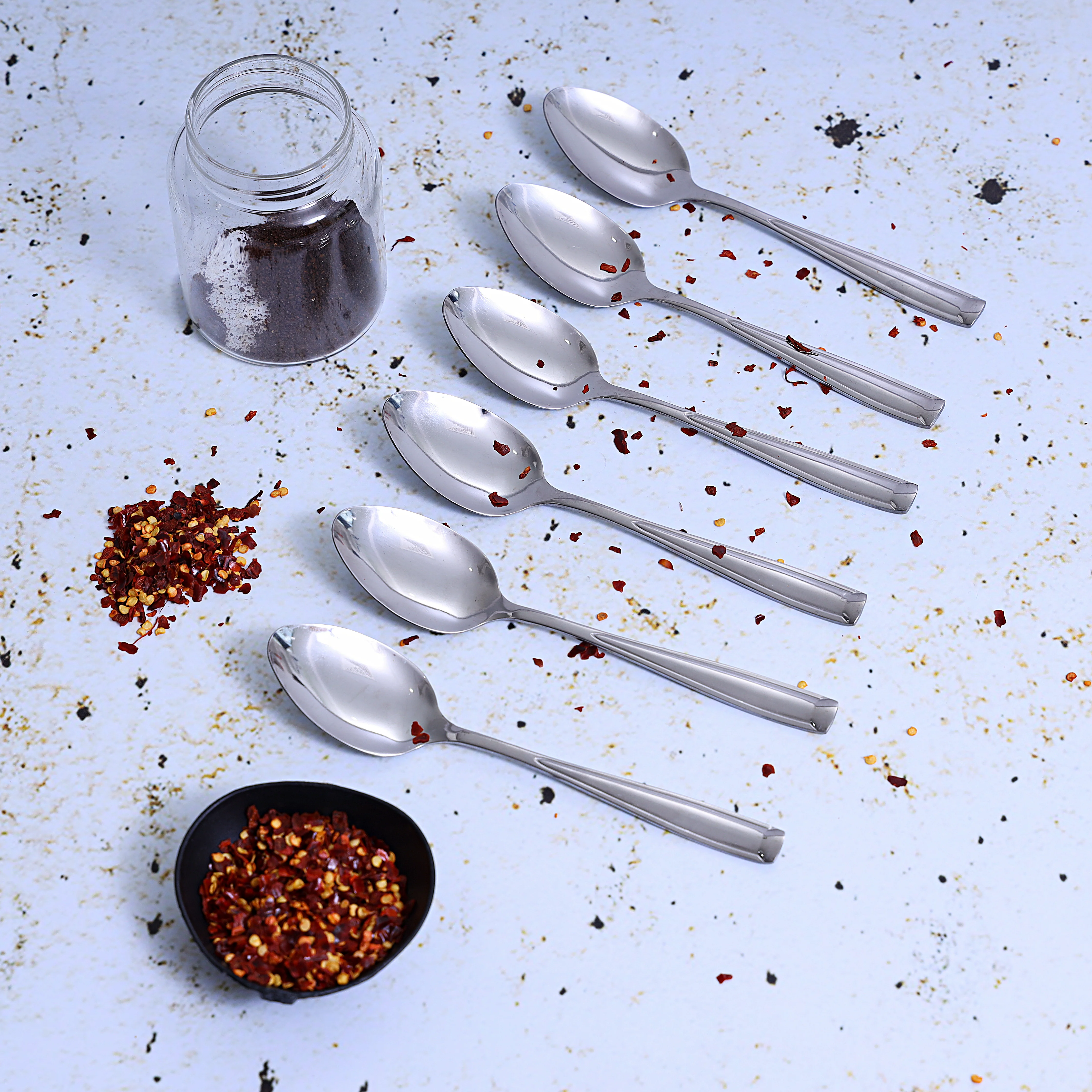 Delcasa DC1096 6 PCS Stainless Steel Dessert Spoon Set| mirror finish with rust-resistant body| ergonomic grip and durable design for daily dining and desserts| - Image 3