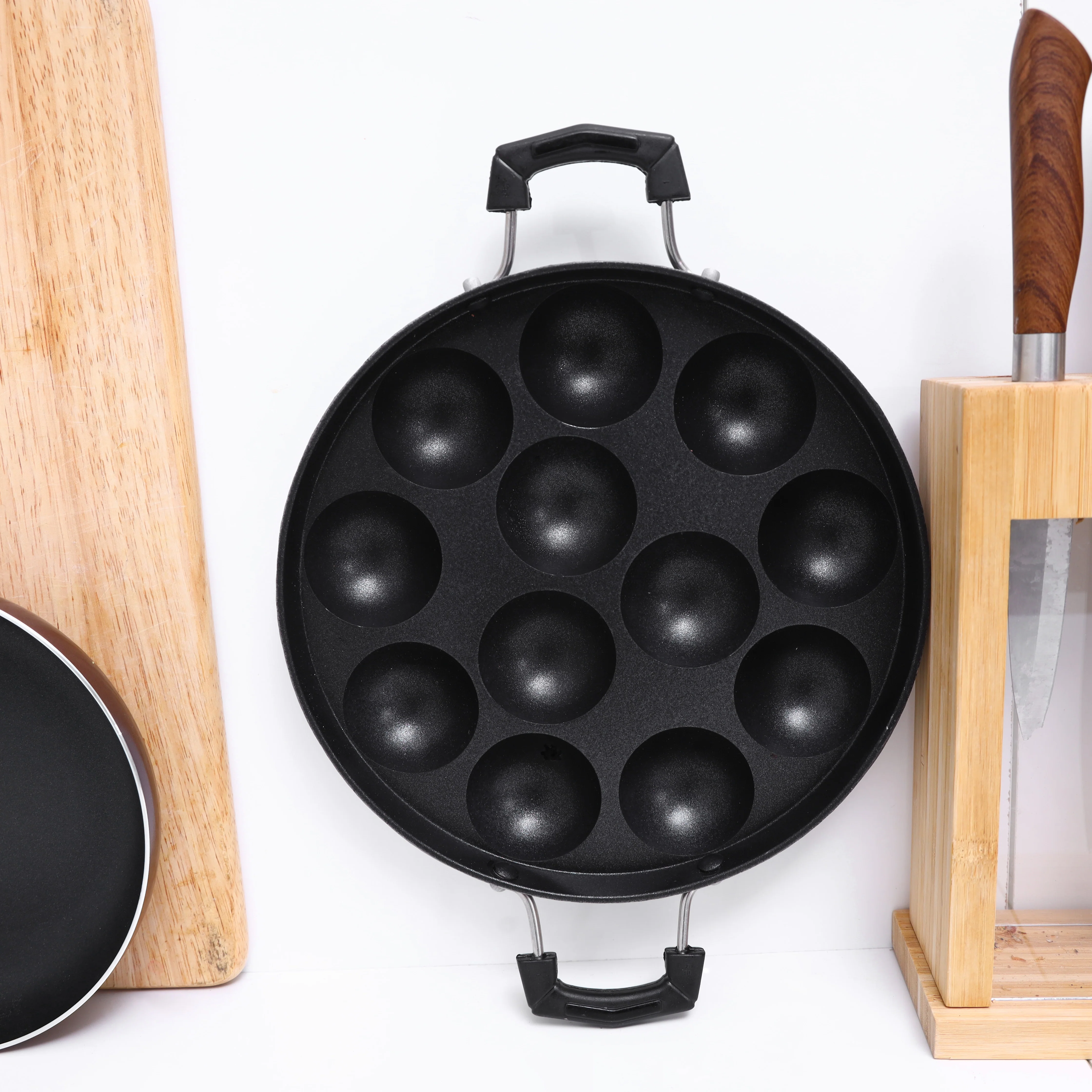 Delcasa DC1154 Aluminium Non-Stick Appa Pathram| Durable Cooking Pan with Even Heat Distribution & Oil Free Cooking| Sturdy Handles & Ideal for Paniyaram Snacks| - Image 5