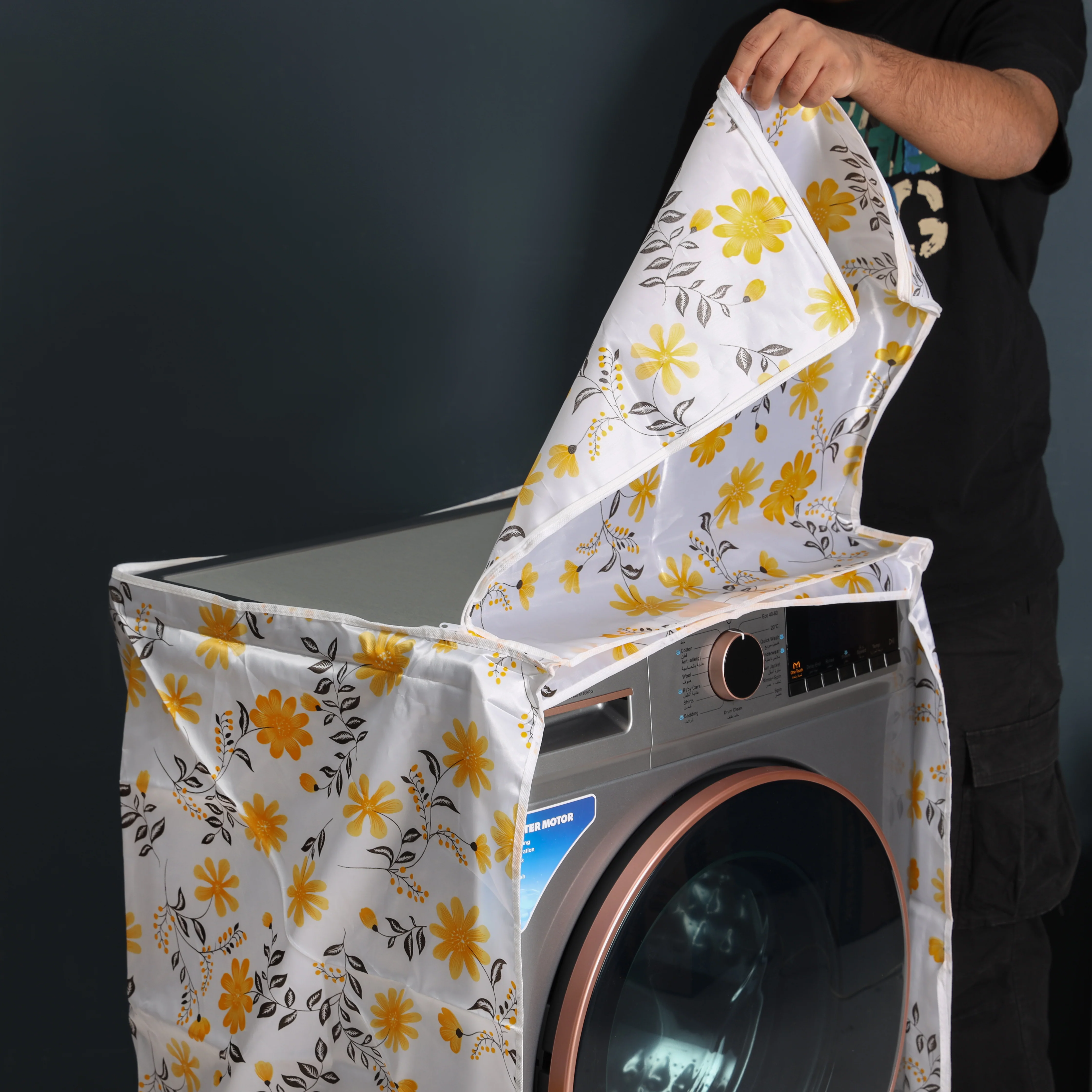 Delcasa DC1176 Washing Machine Cover| from eco-friendly PEVA material with waterproof protection| zippered top, smooth zippers and strong design to prevent dust| - Image 3
