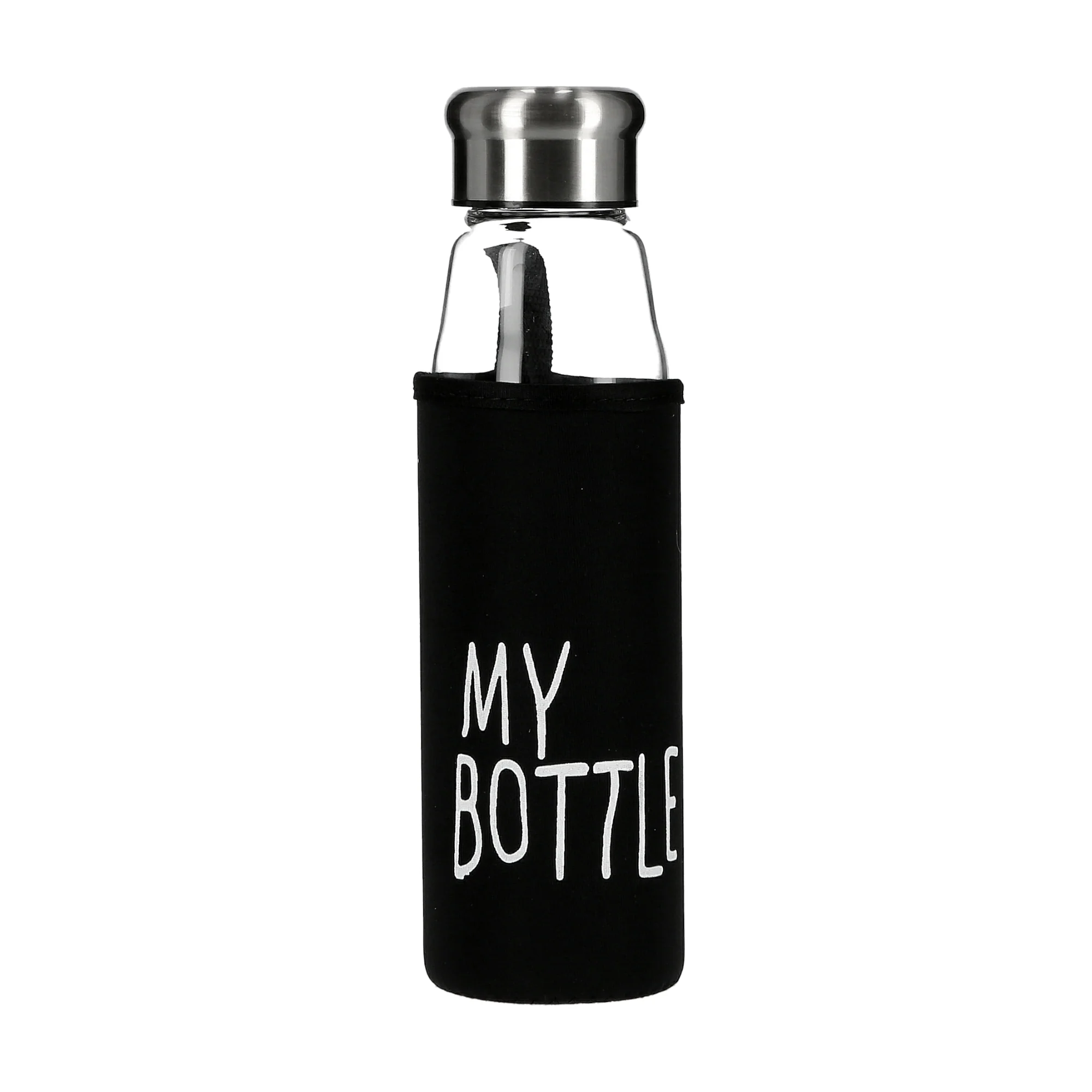 Delcasa DC1314 Glass Water Bottle 550ML| from durable glass for pure taste & safe hydration| Includes protective neoprene sleeve, leak-proof cap and easy carry|