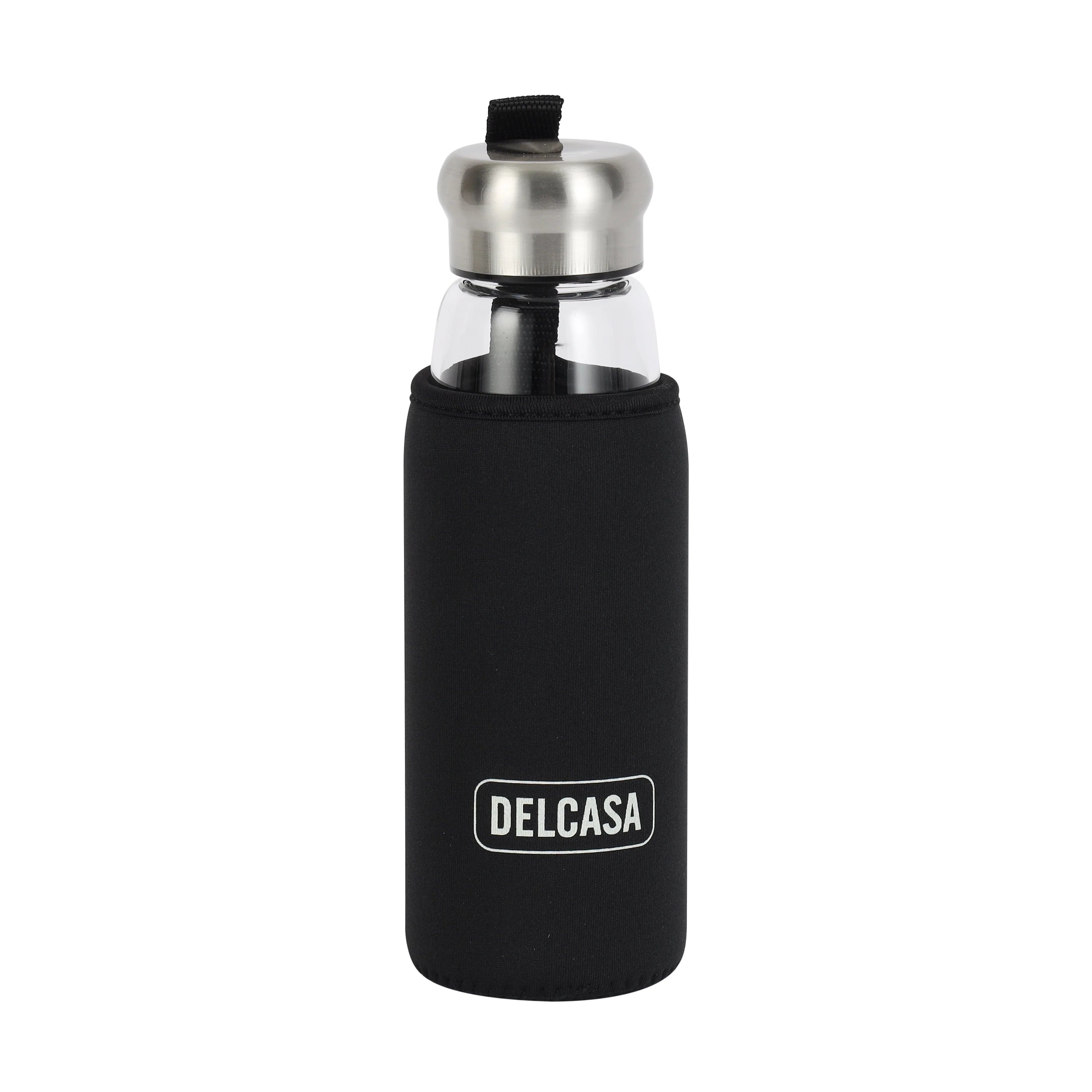 Delcasa DC1315 Borosilicate Glass Water Bottle 420ML| Neoprene Pouch – Reusable, Portable & Leak-Resistant for Travel| Gym & Daily Hydration and Healthy Living|