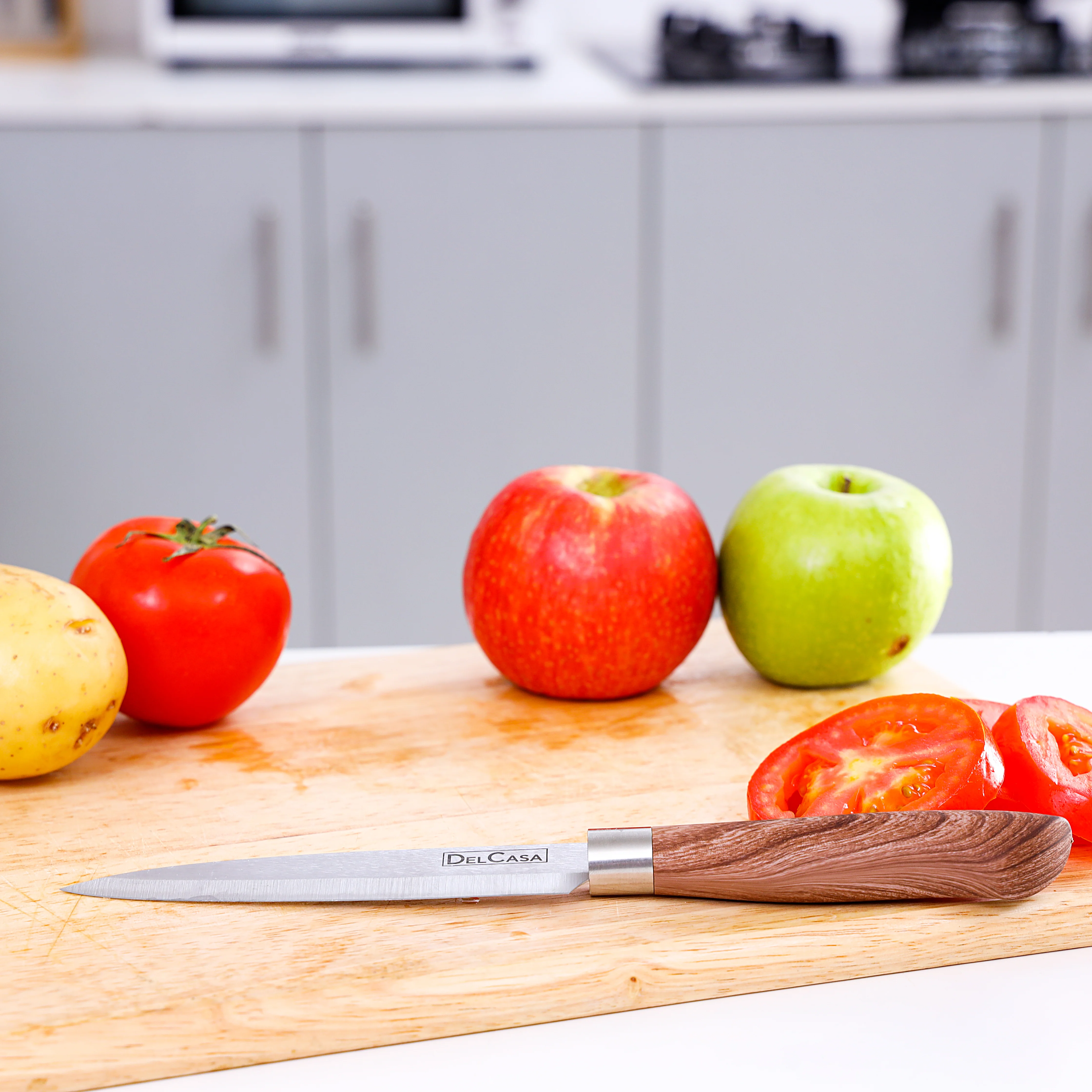 Delcasa DC1446 5 Inch Utility Knife| Lightweight, Stainless Steel Kitchen Knife with Ergonomic Wooden Handle| Dishwasher-Safe and Precision Cutting Performance| - Image 2