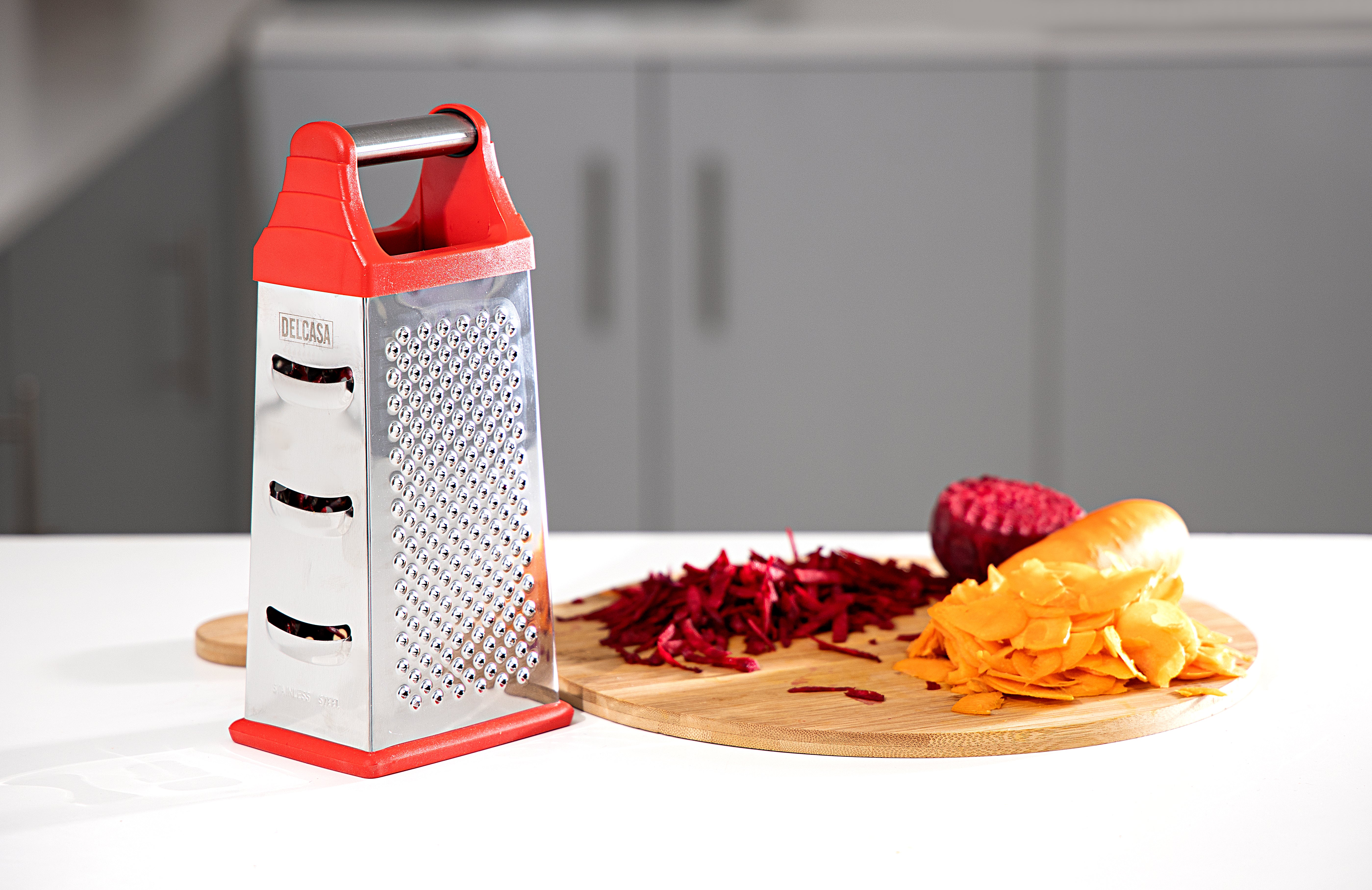 Delcasa DC1660 4-Sided Stainless-Steel Grater| perfect for grating cheese, veggies and fruits| lightweight, premium quality & dishwasher safe for easy cleaning| - Image 2