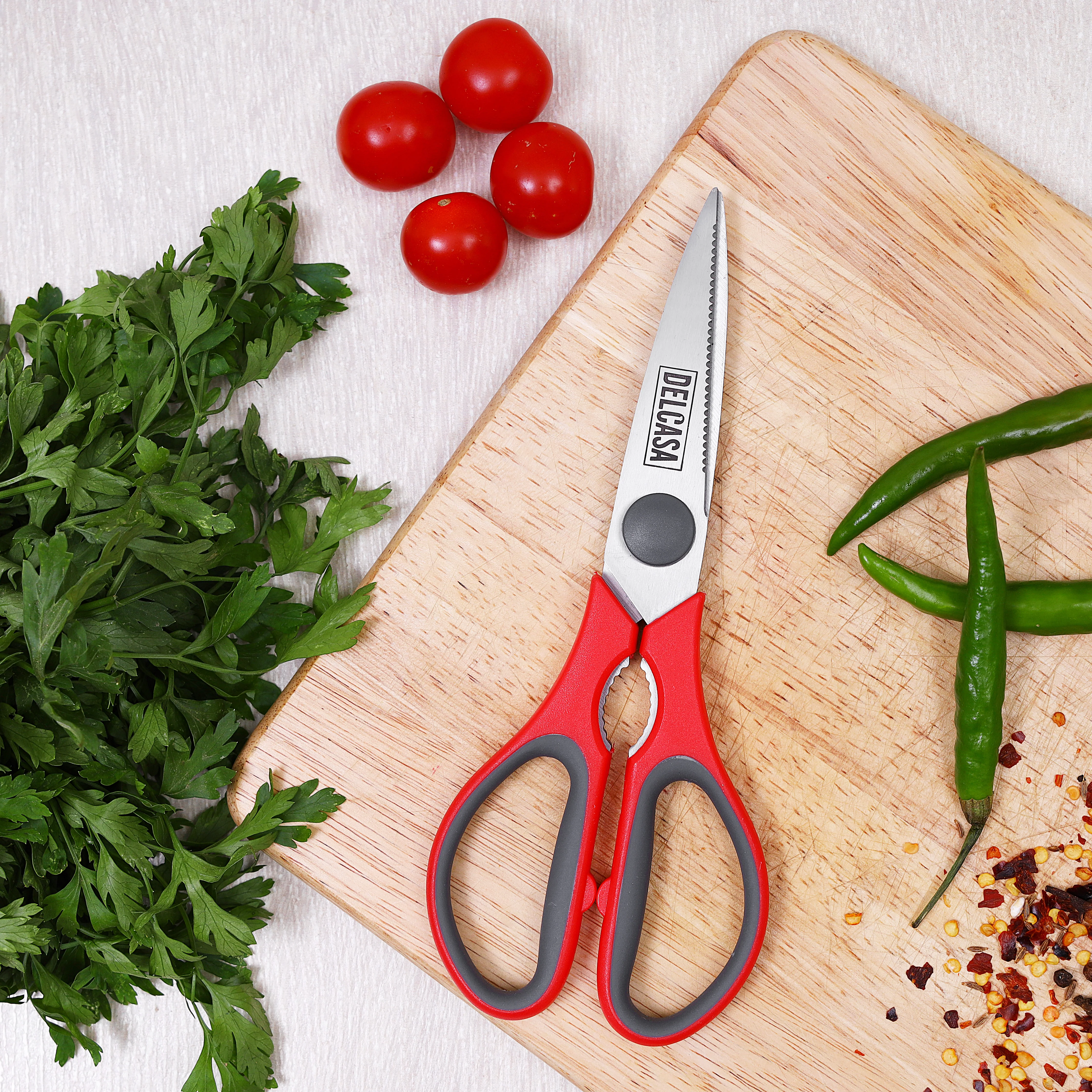 Delcasa DC1839 8” Kitchen Scissors| sharp stainless steel blades with ergonomic soft-grip handles| Lightweight & Practical, multipurpose design for everyday use| - Image 3