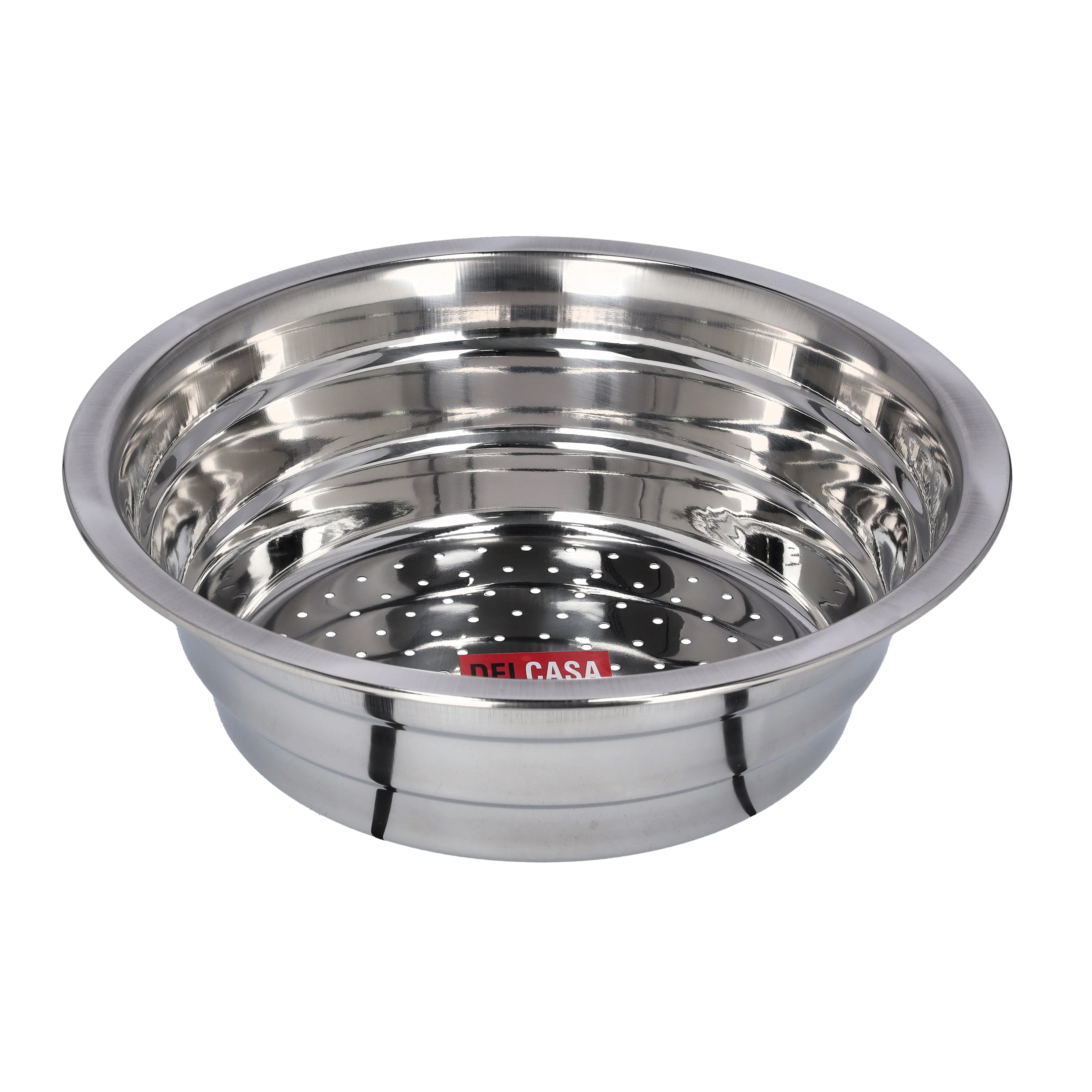 Delcasa DC1874 29CM Stainless Steel Rice Strainer| Bottom Hole Durable Kitchen Colander Rust Resistant Easy Clean for Daily Washing and Draining Use in Kitchen|
