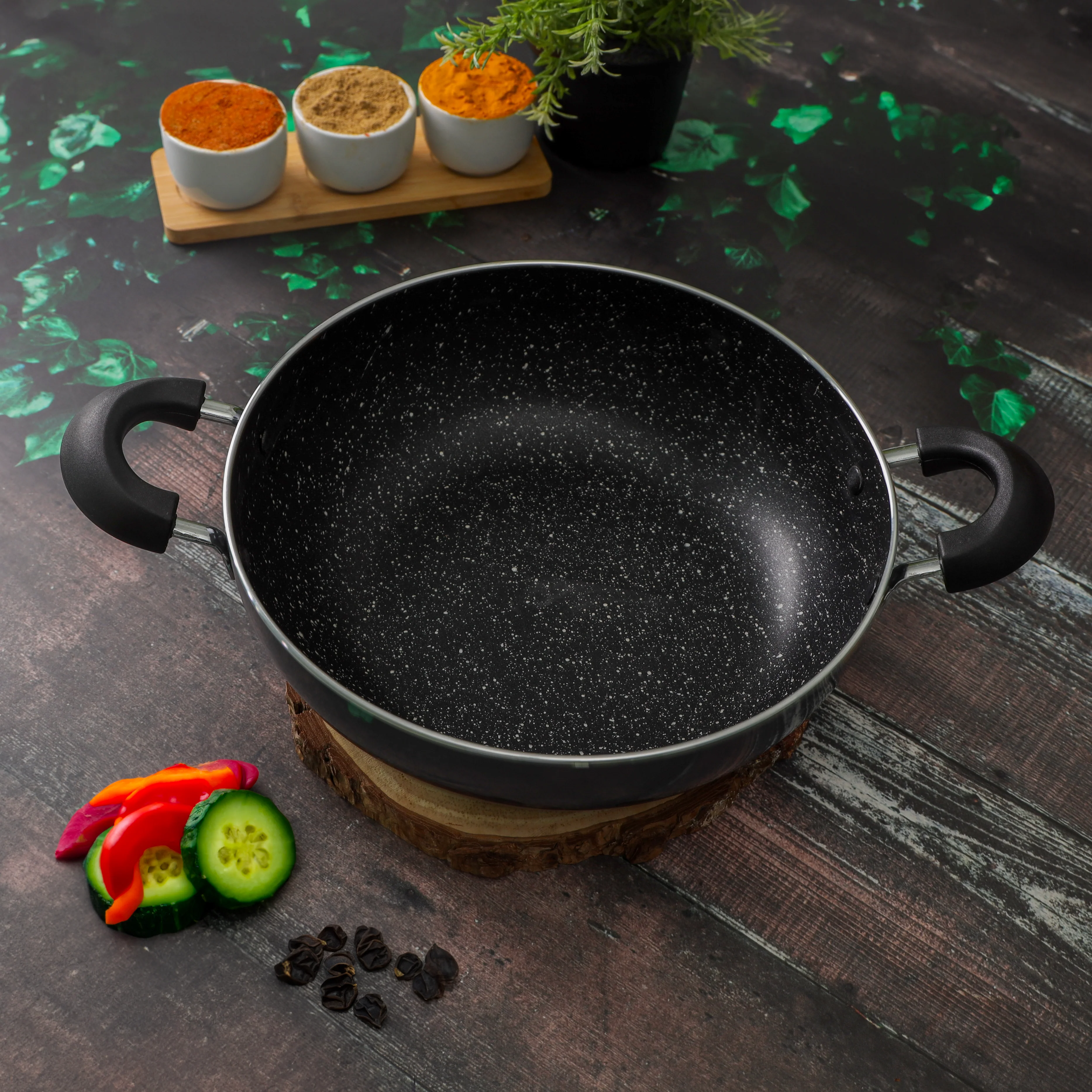 Delcasa DC1883 26CM Non-Stick Wok Pan| 2-layer coating, 2.8mm thick body & induction compatible base| ergonomic handles for easy, safe, and efficient daily use| - Image 4