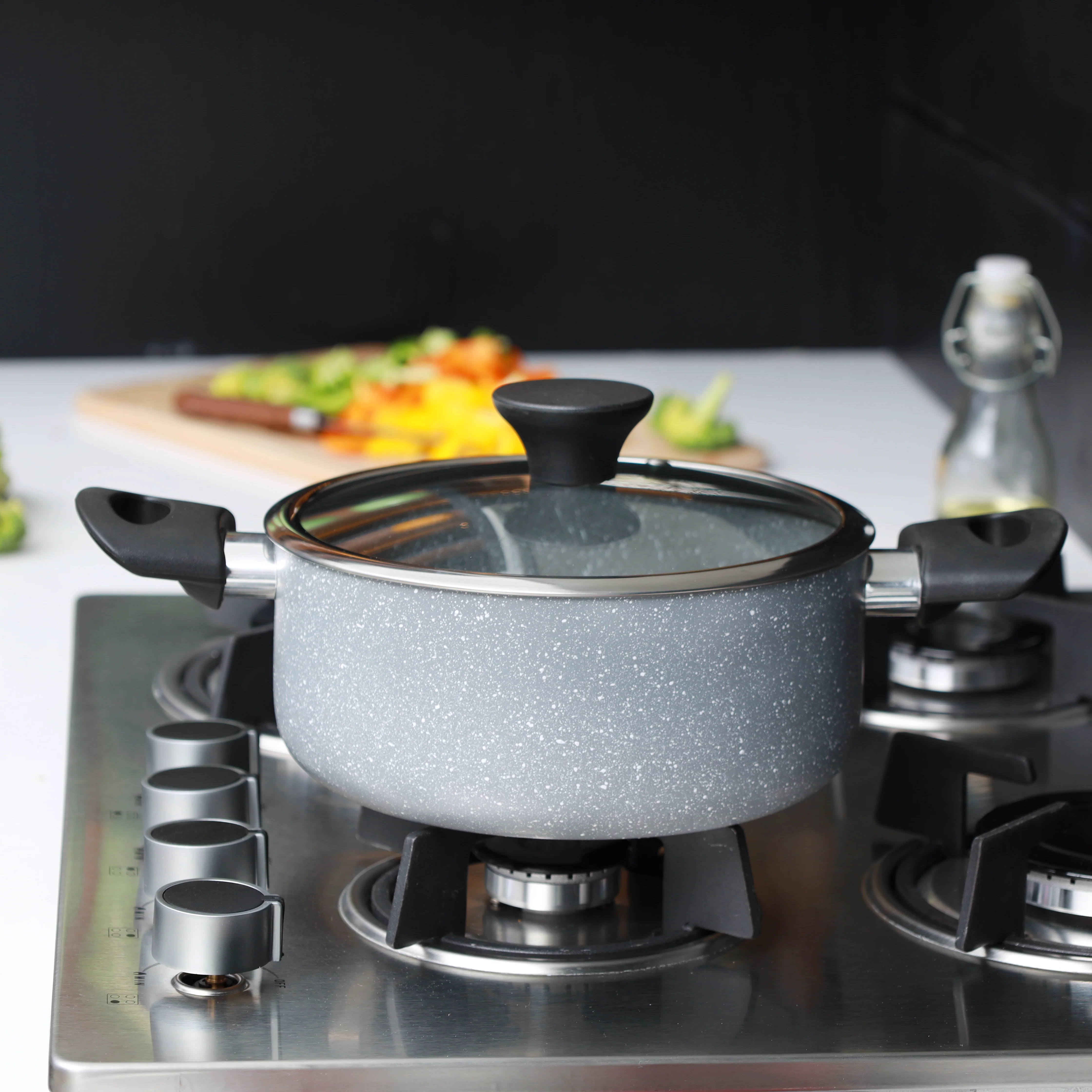 Delcasa DC1899 granite coated aluminium non-stick casserole| tempered glass lid features durable 3-layer construction| induction bottom, PTFE & PFOA free safety| - Image 3