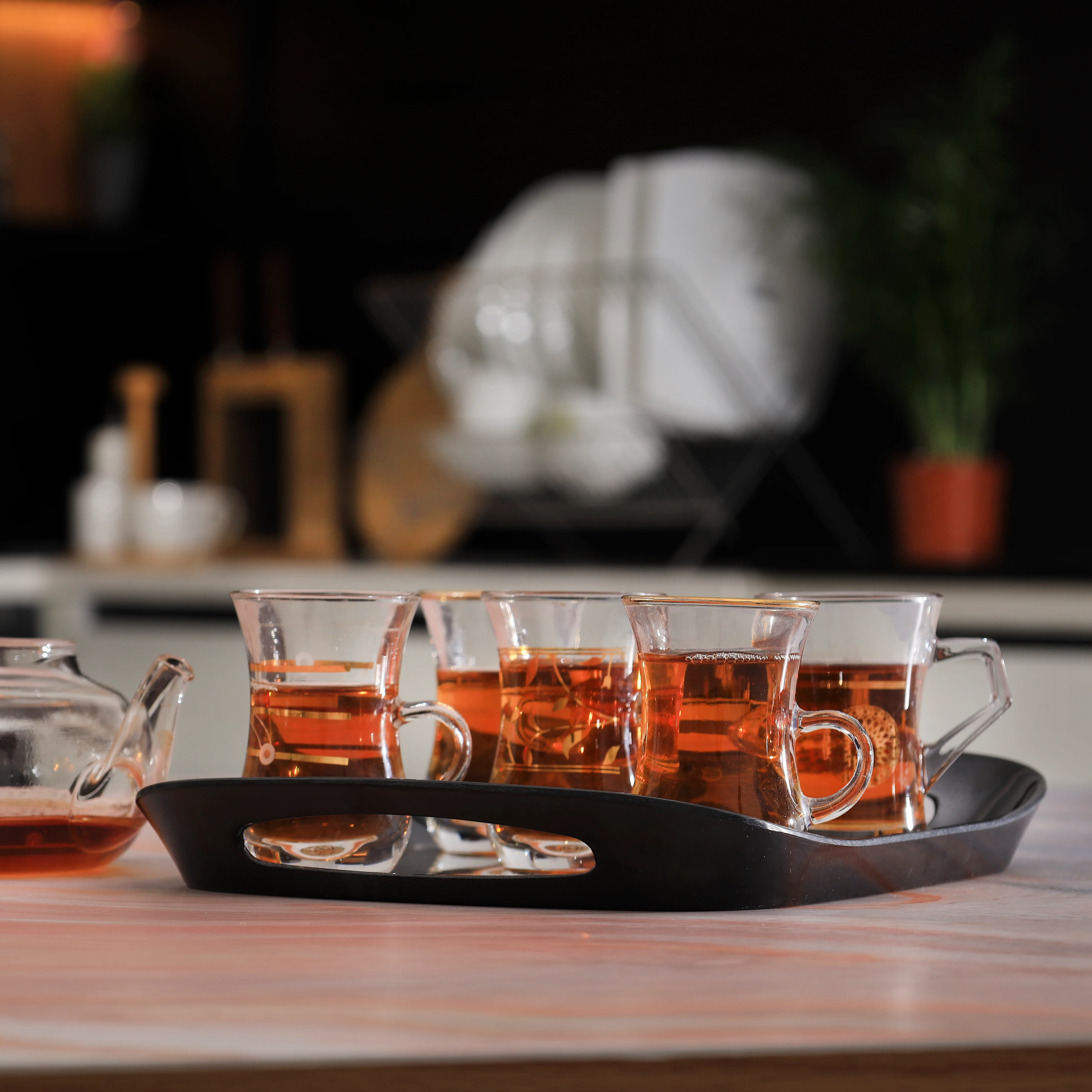 Delcasa DC1915 Dove Tray-Orchid | 15.2x10.2 inch features stylish marble finish base and strong side handles| Ideal for serving tea, snacks, meals and desserts| - Image 3