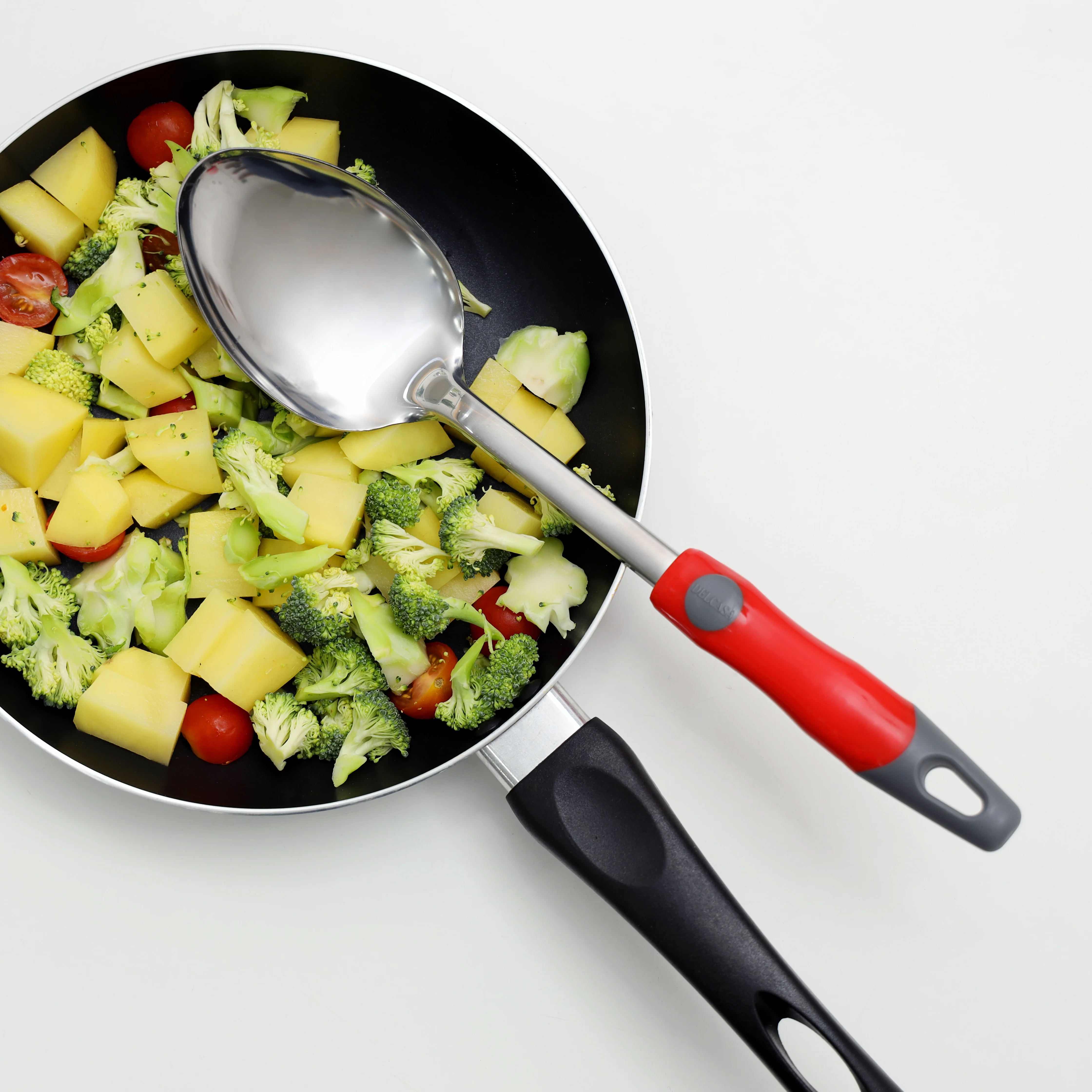 Delcasa DC1934 Stainless Steel Serving Spoon| stainless-steel body with comfortable PP handle| Elegant and dishwasher safe, weight 120g, ideal for daily serving| - Image 2