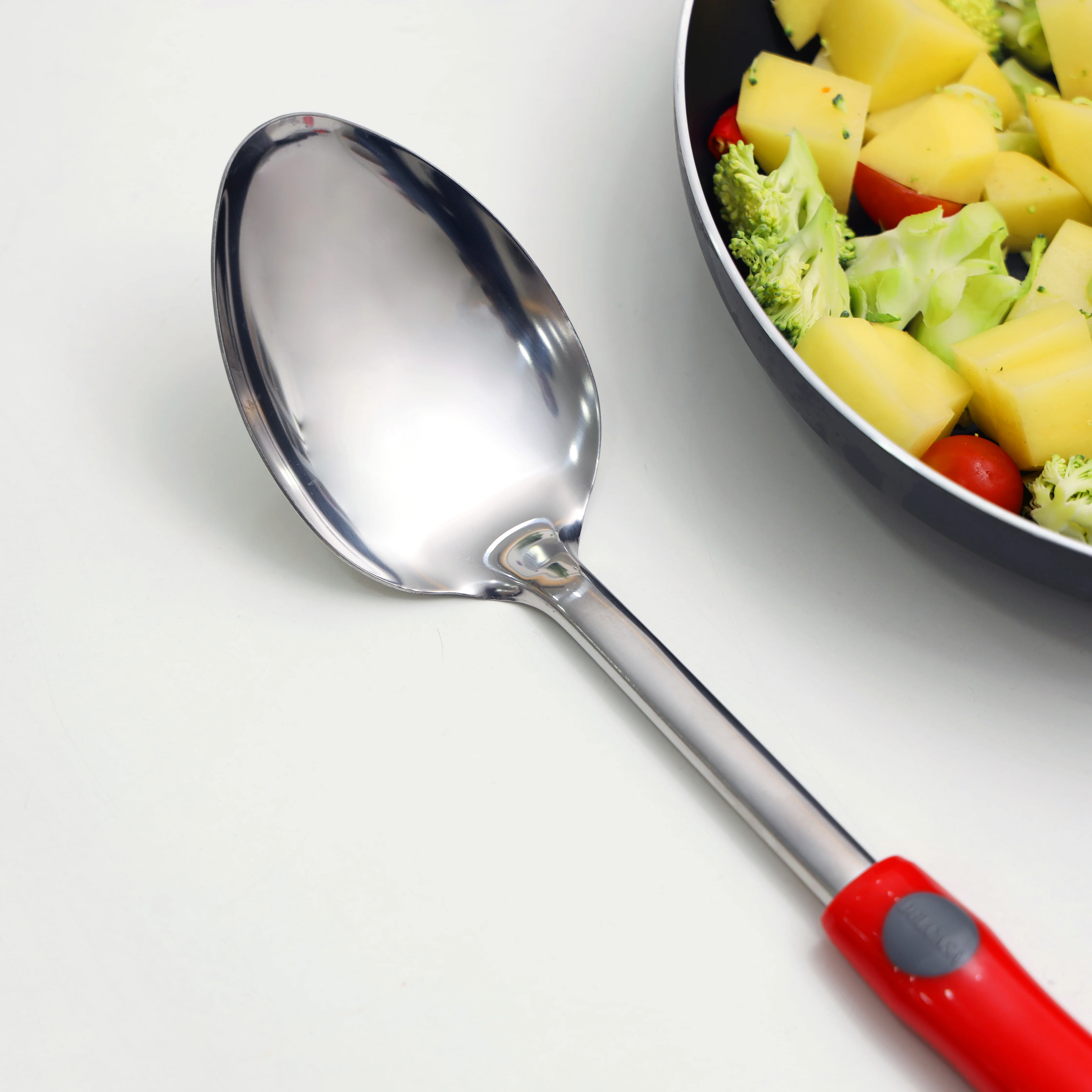 Delcasa DC1934 Stainless Steel Serving Spoon| stainless-steel body with comfortable PP handle| Elegant and dishwasher safe, weight 120g, ideal for daily serving| - Image 3