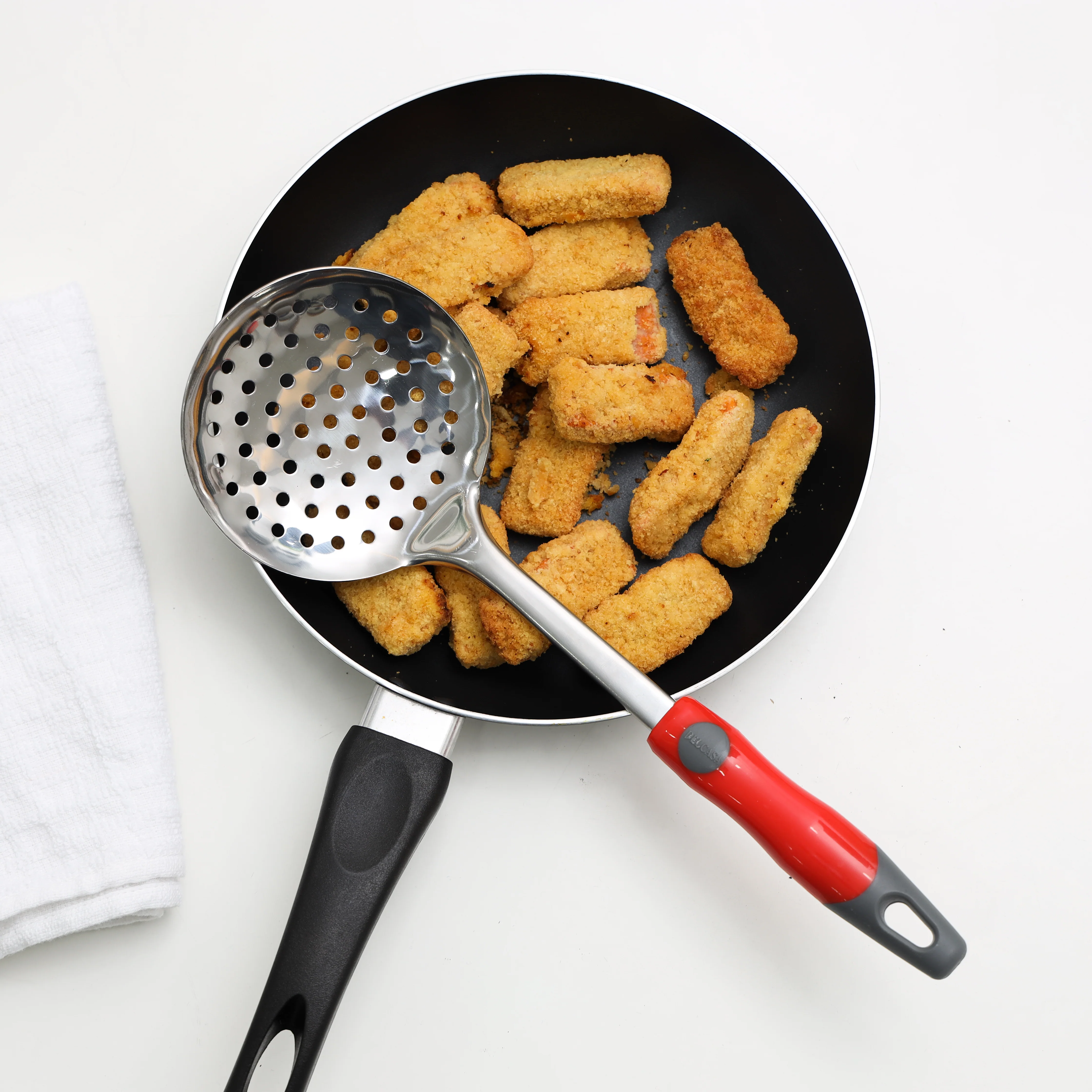 Delcasa DC1936 Stainless Steel Skimmer| with PP Handle, dishwasher-safe kitchen strainer spoon| ideal for frying, draining, serving and daily cooking use daily| - Image 2