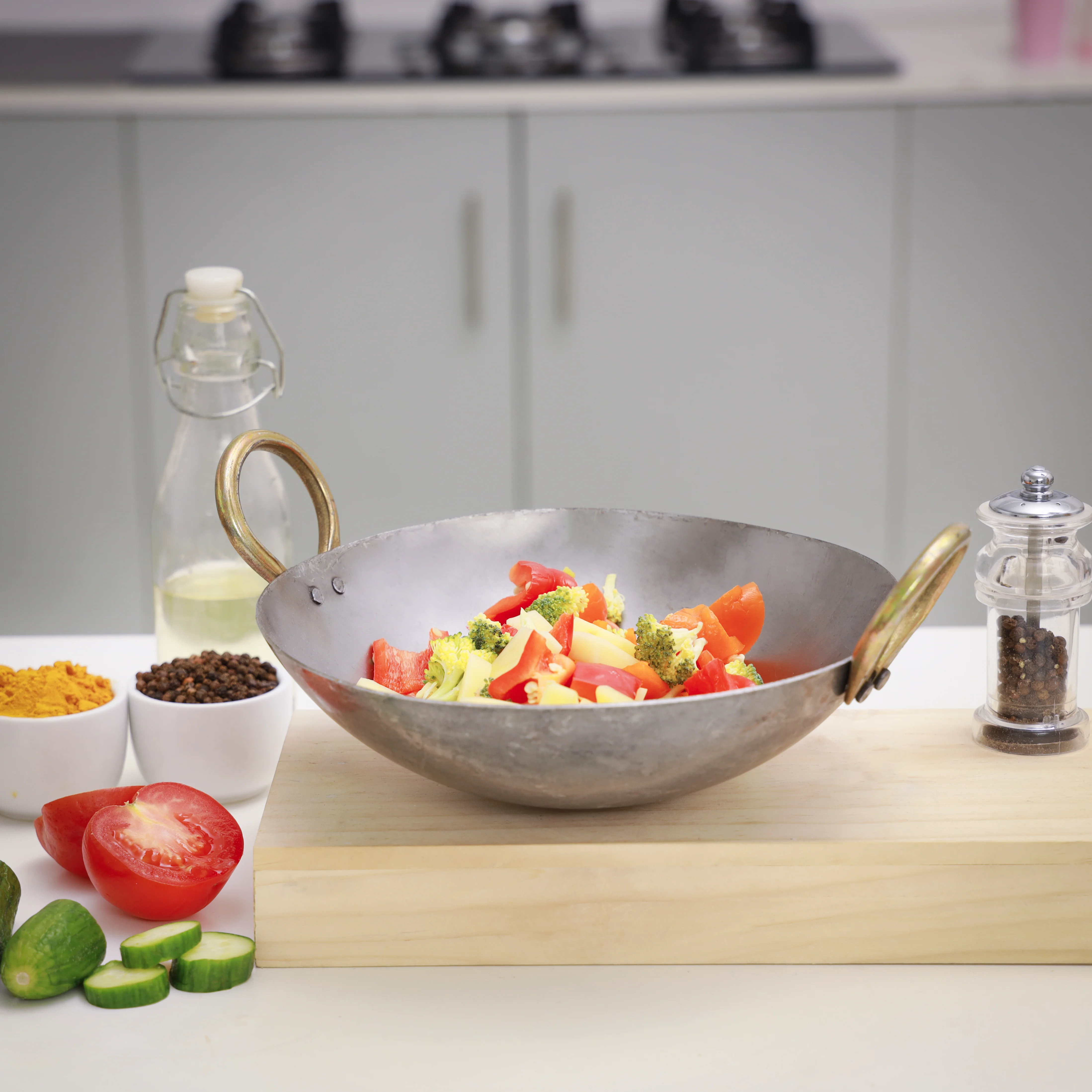 Delcasa DC1989 23CM Iron Kadai| durable heavy-duty iron construction with sturdy side handles| perfect for frying, sautéing, roasting, and Everyday cooking use| - Image 2