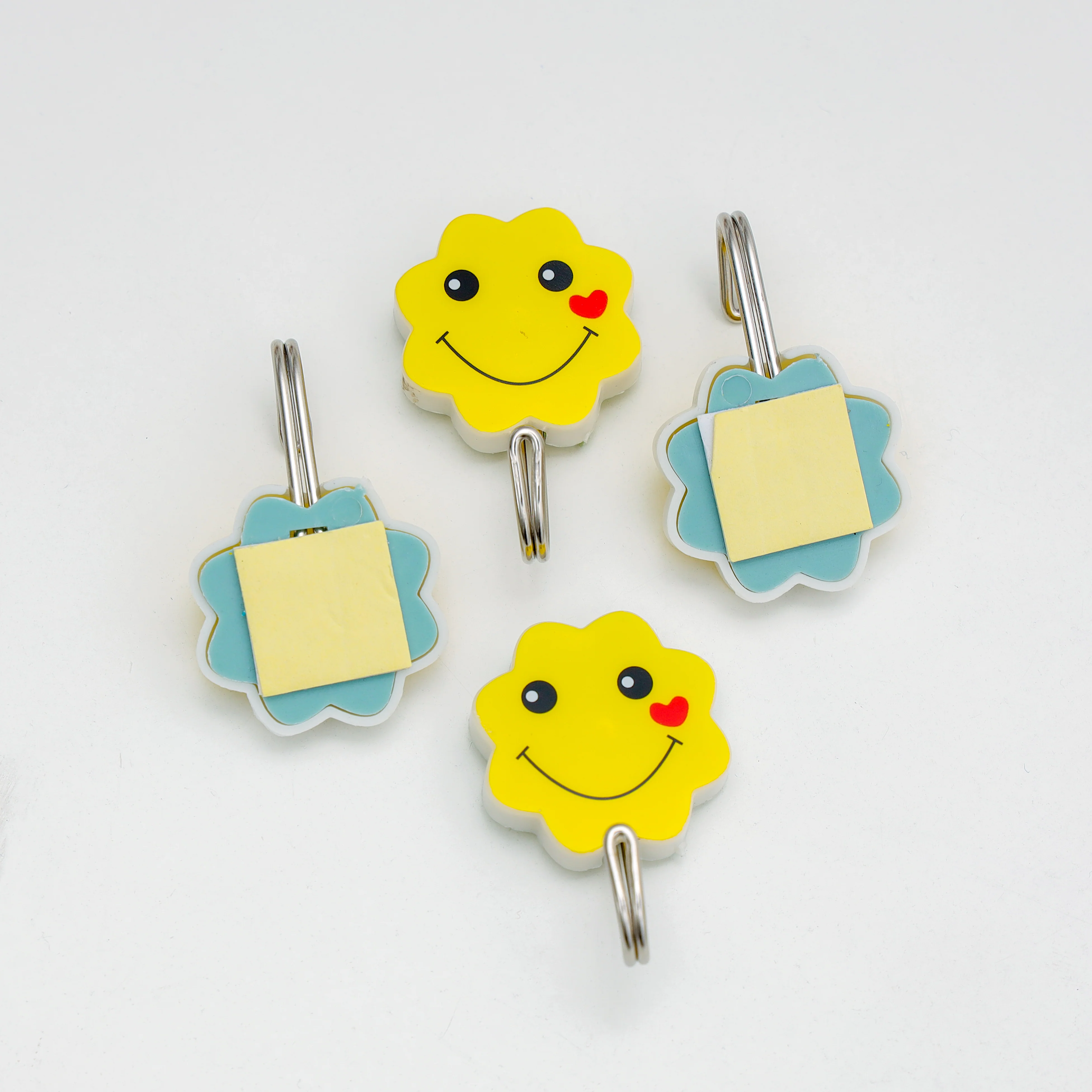 Delcasa DC2034 3 PCS Clip Hook Set | Strong Adhesive Wall Hooks with Durable Metal Holders | Lightweight, compact, Cute Smiley Design for Kitchen and Home Uses| - Image 5