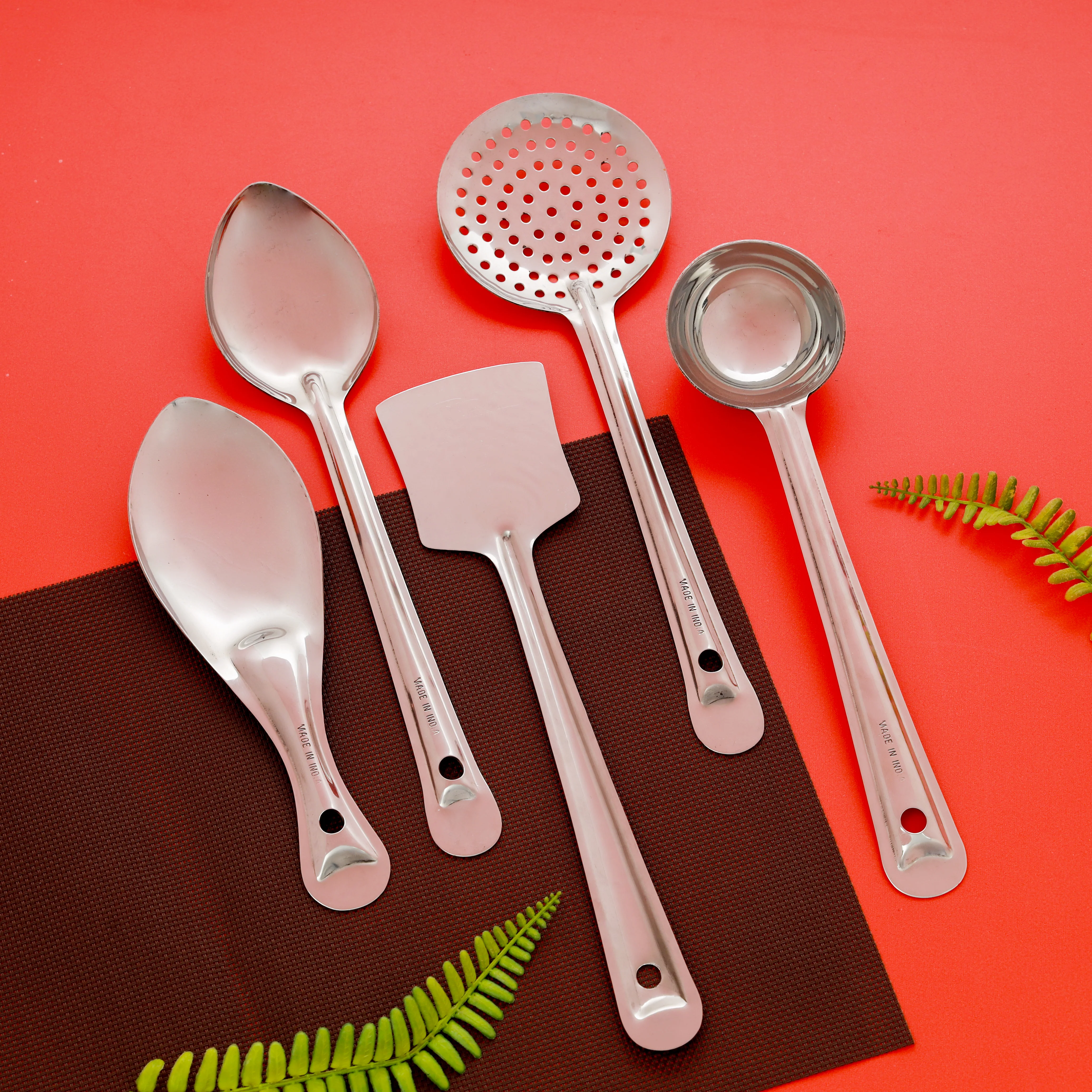 Delcasa DC2064 5 Pc Kitchen Tools Set | Stainless Steel Durable Cooking Utensils with Ergonomic Design| Dishwasher Safe, Rust Resistant, Hygienic for Daily Use| - Image 2