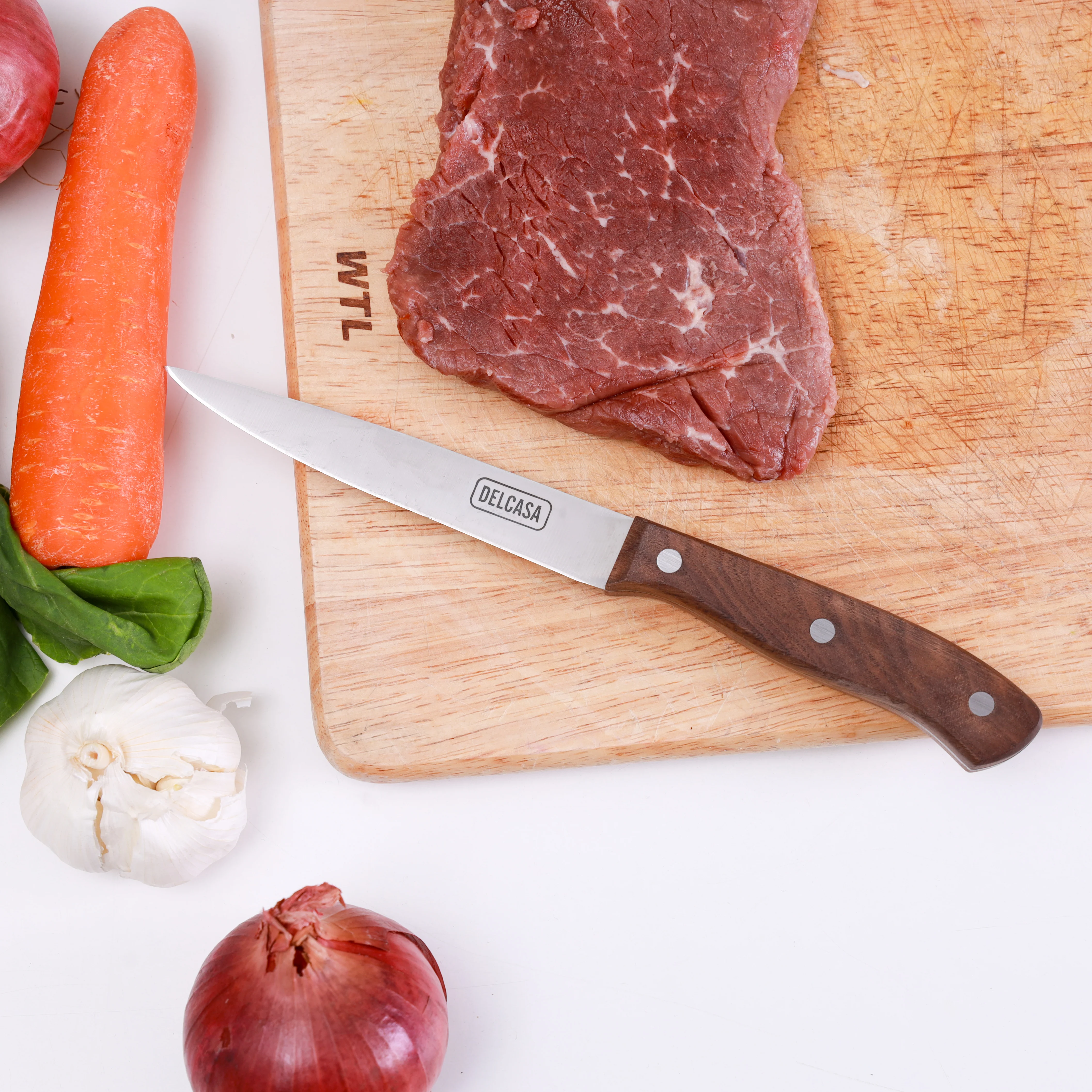 Delcasa DC2072 Stainless Steel 4.5 Inch Utility Knife| Sharp Kitchen Knife with Wooden Handle, Durable Blade & Precision Cutting for Daily Cooking & Food Prep | - Image 4