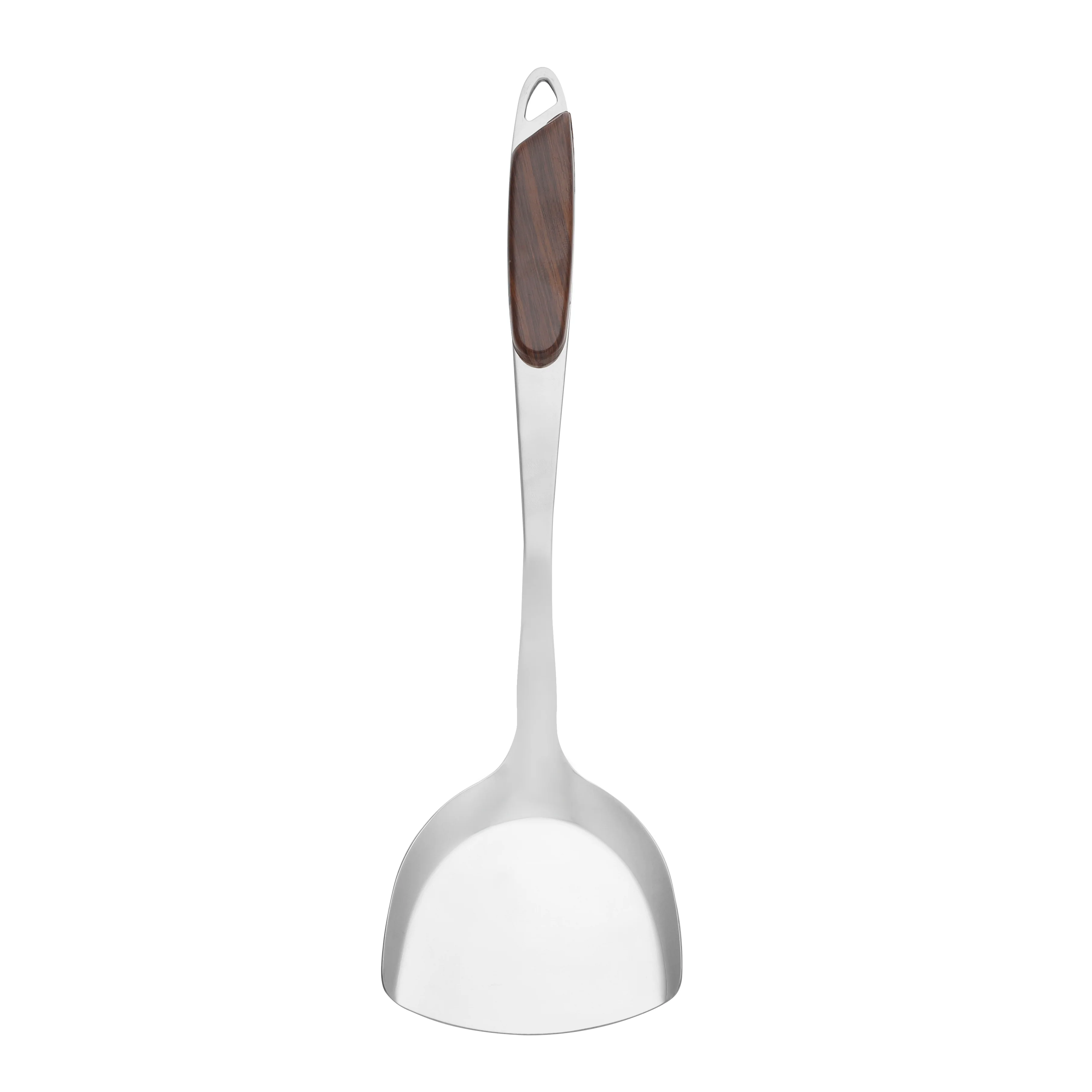 Delcasa DC2147 Stainless Steel Turner | wood finish handle & durable stainless steel build| stain resistant surface, dishwasher safe, perfect for daily cooking|