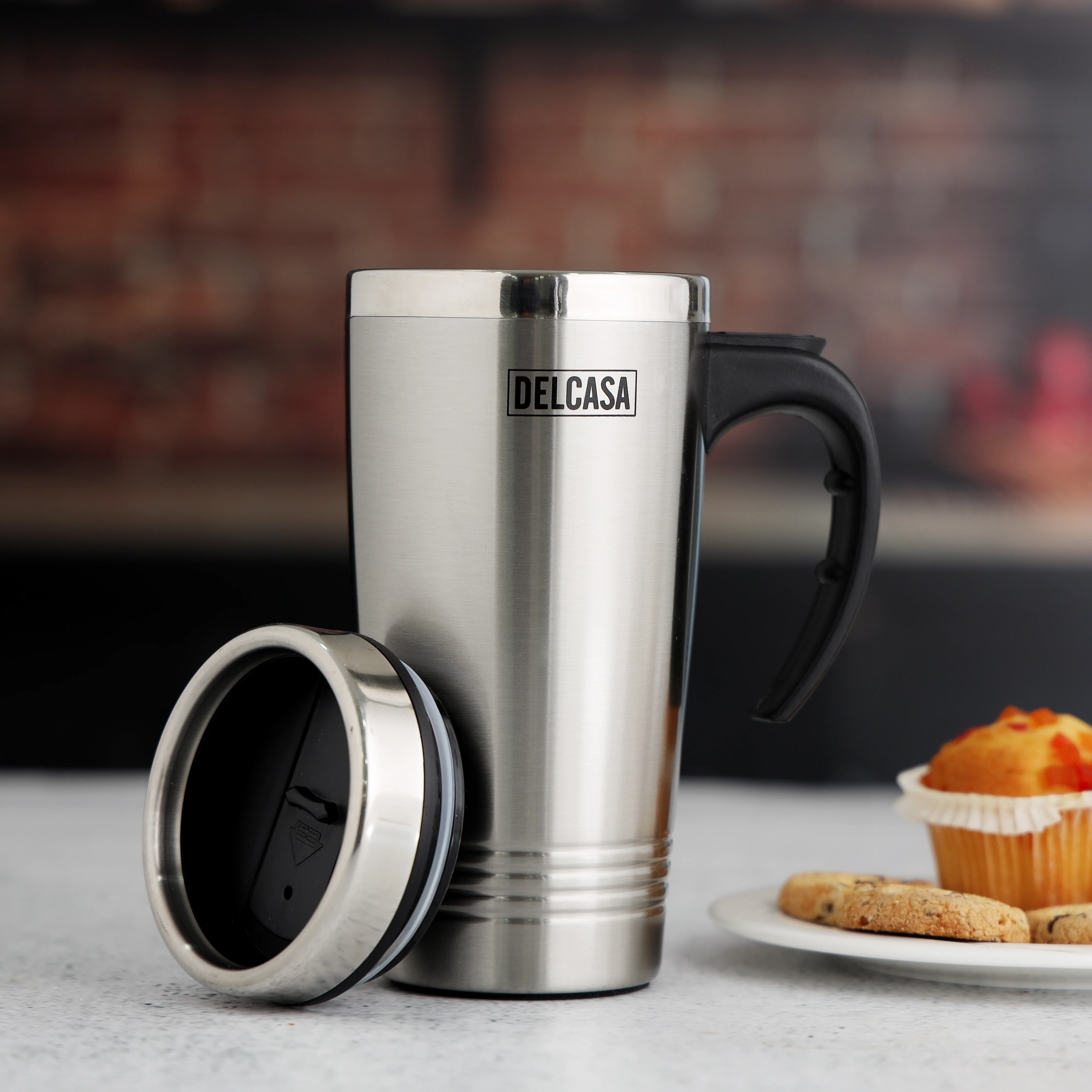 Delcasa DC2153 Double Wall Travel Mug 475ML| stainless steel insulation & BPA-free construction| ergonomic handle, and keeps drinks hot or cold for hours daily| - Image 5