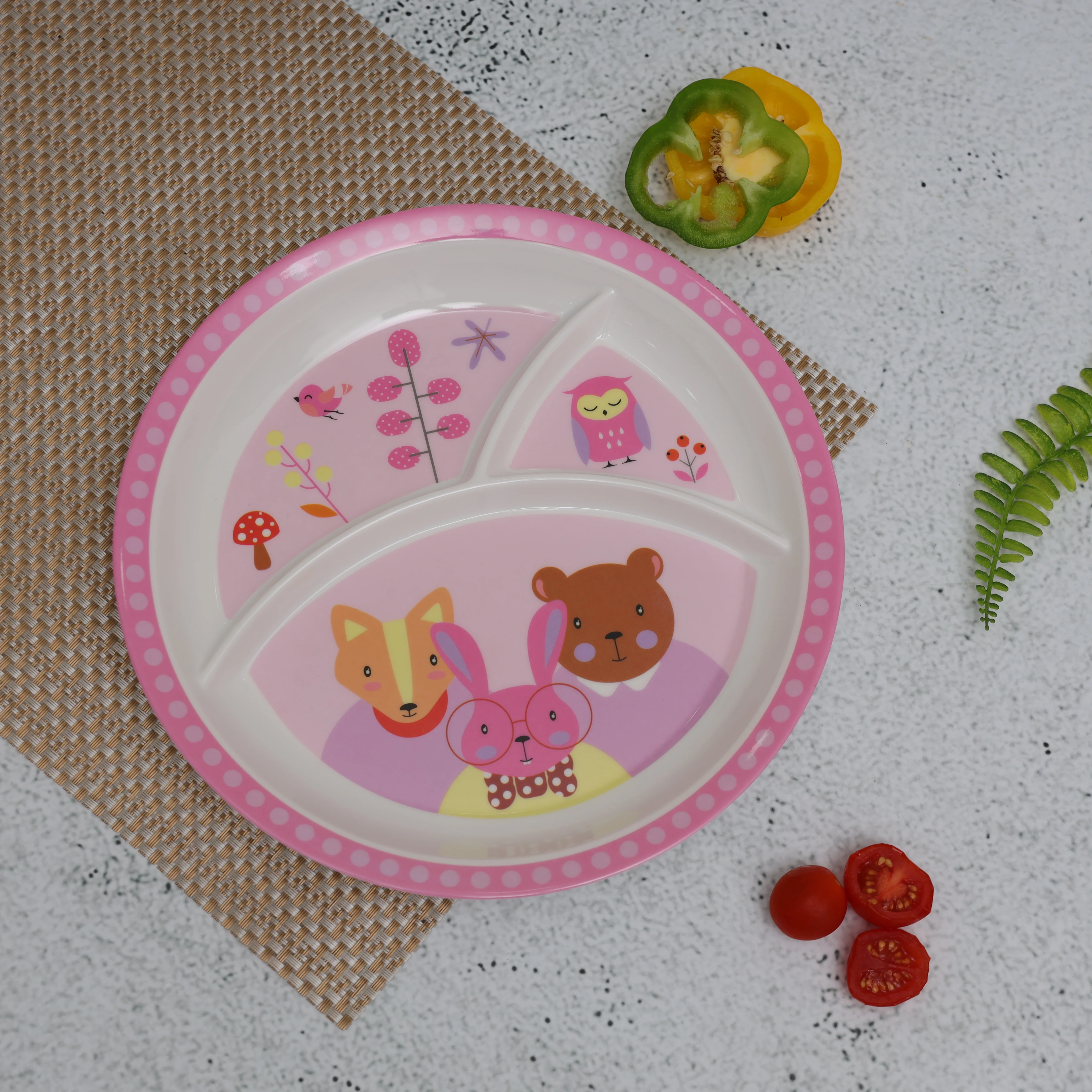 Delcasa DC2186 10” Melamine Baby Plate | Divided Kids Food Plate with Cute Cartoon Design & Food Grade Melamine| Chip Resistant & Dishwasher Safe for Toddlers | - Image 2