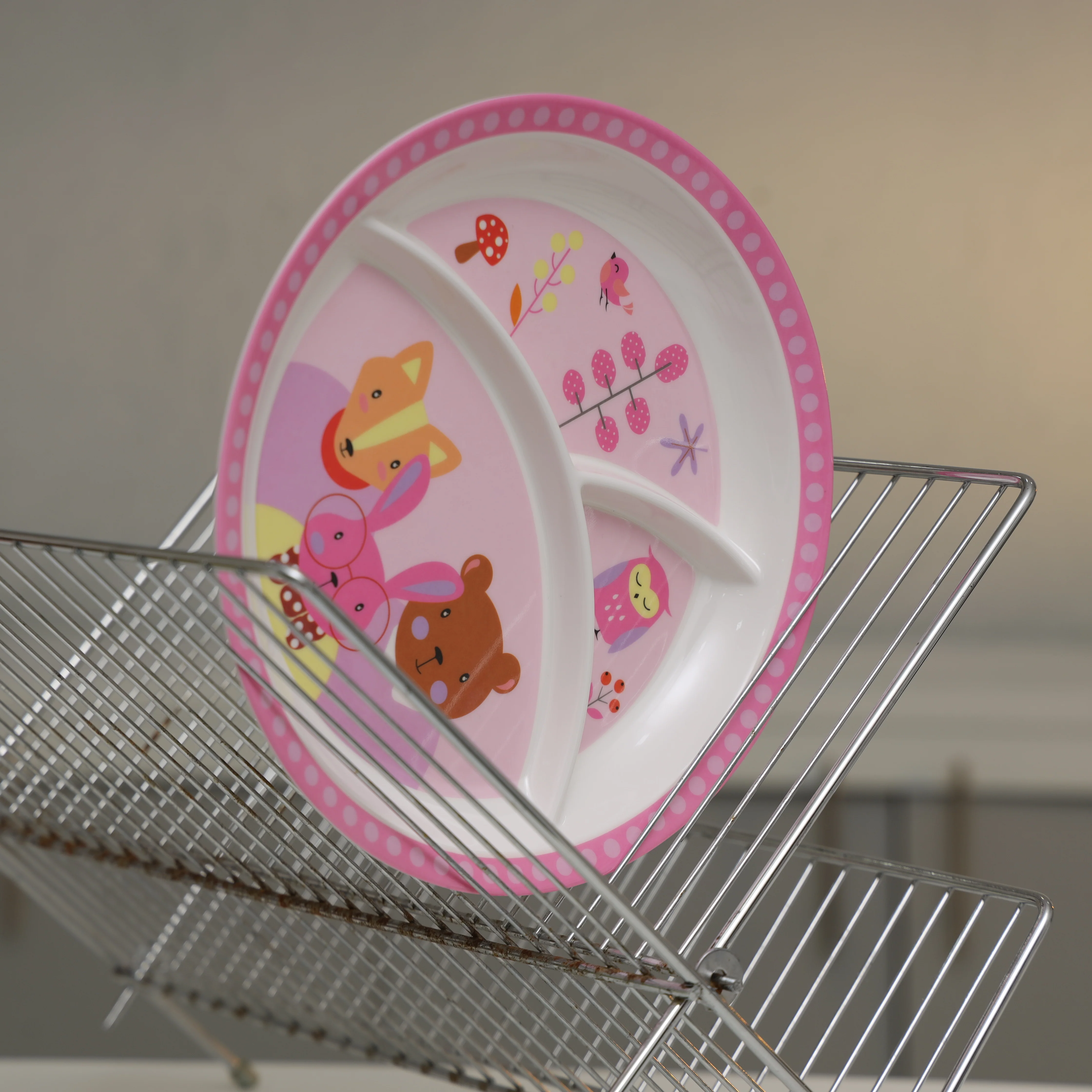 Delcasa DC2186 10” Melamine Baby Plate | Divided Kids Food Plate with Cute Cartoon Design & Food Grade Melamine| Chip Resistant & Dishwasher Safe for Toddlers | - Image 4