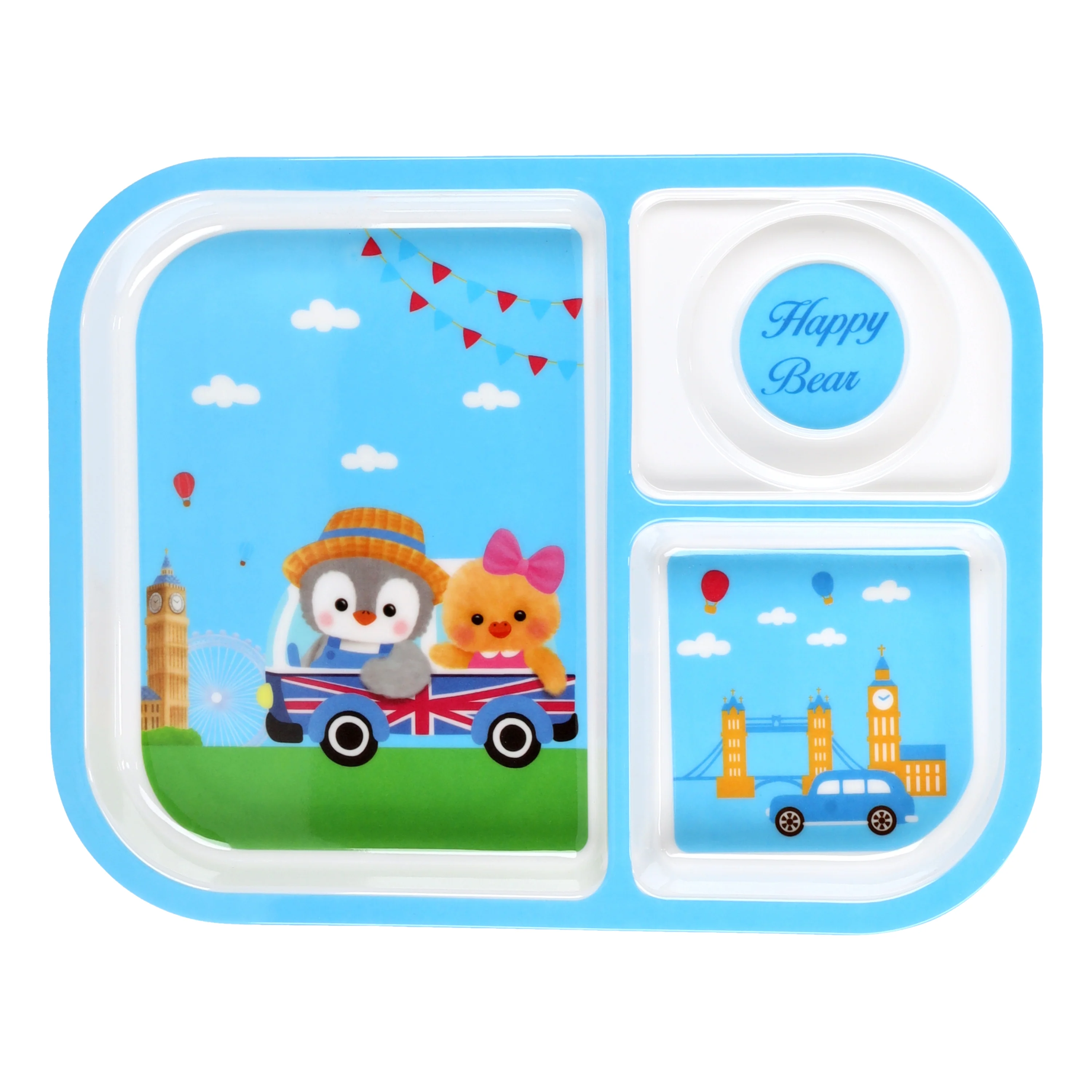 Delcasa DC2187 10.5” Baby Plate| durable food-grade melamine & divided sections| Cute cartoon Design, chip-resistant design & dishwasher-safe convenience for kids|