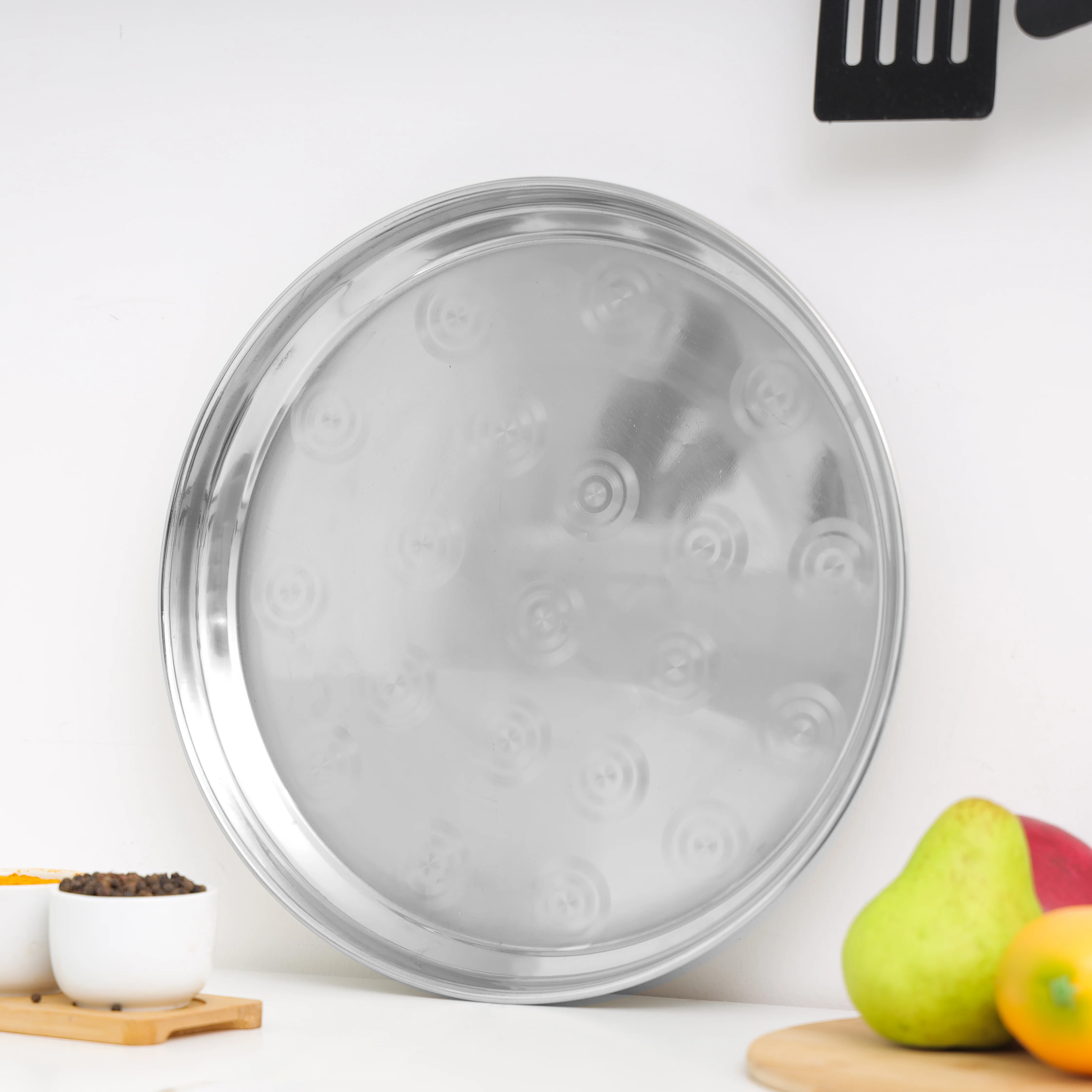 Delcasa DC2209 Stainless Steel Serving Tray 45CM| Heavy Duty Durable Tray with 22 Gauge Thickness| Rust Resistant, Large Size for Serving Food, Drinks & Snacks| - Image 2