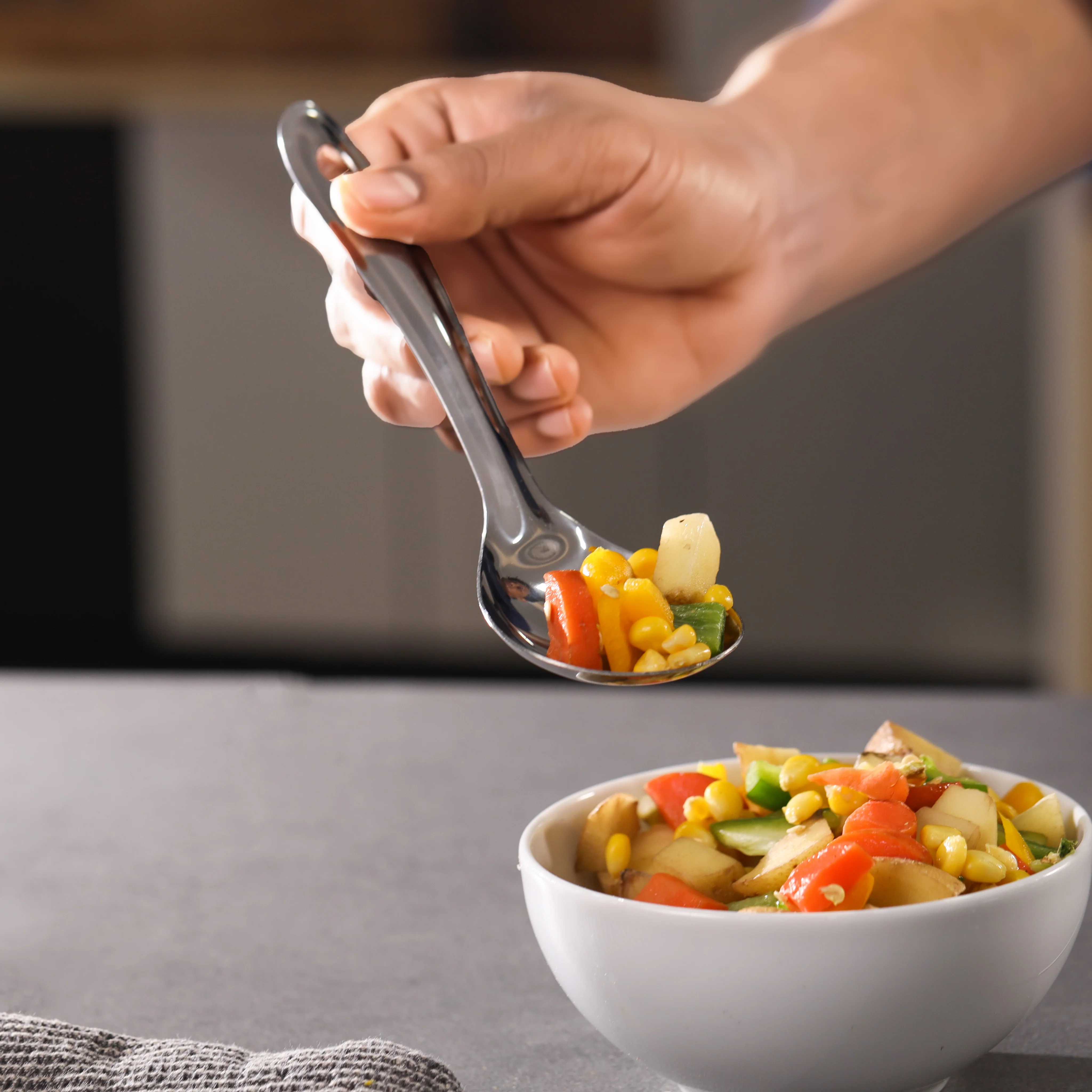 Delcasa DC2257 Stainless Steel Oval Spoon| Durable Kitchen Spoon with Anti-Rust Finish| Lightweight Handle & Strong Steel Build for Daily Cooking in All Kitchen| - Image 2