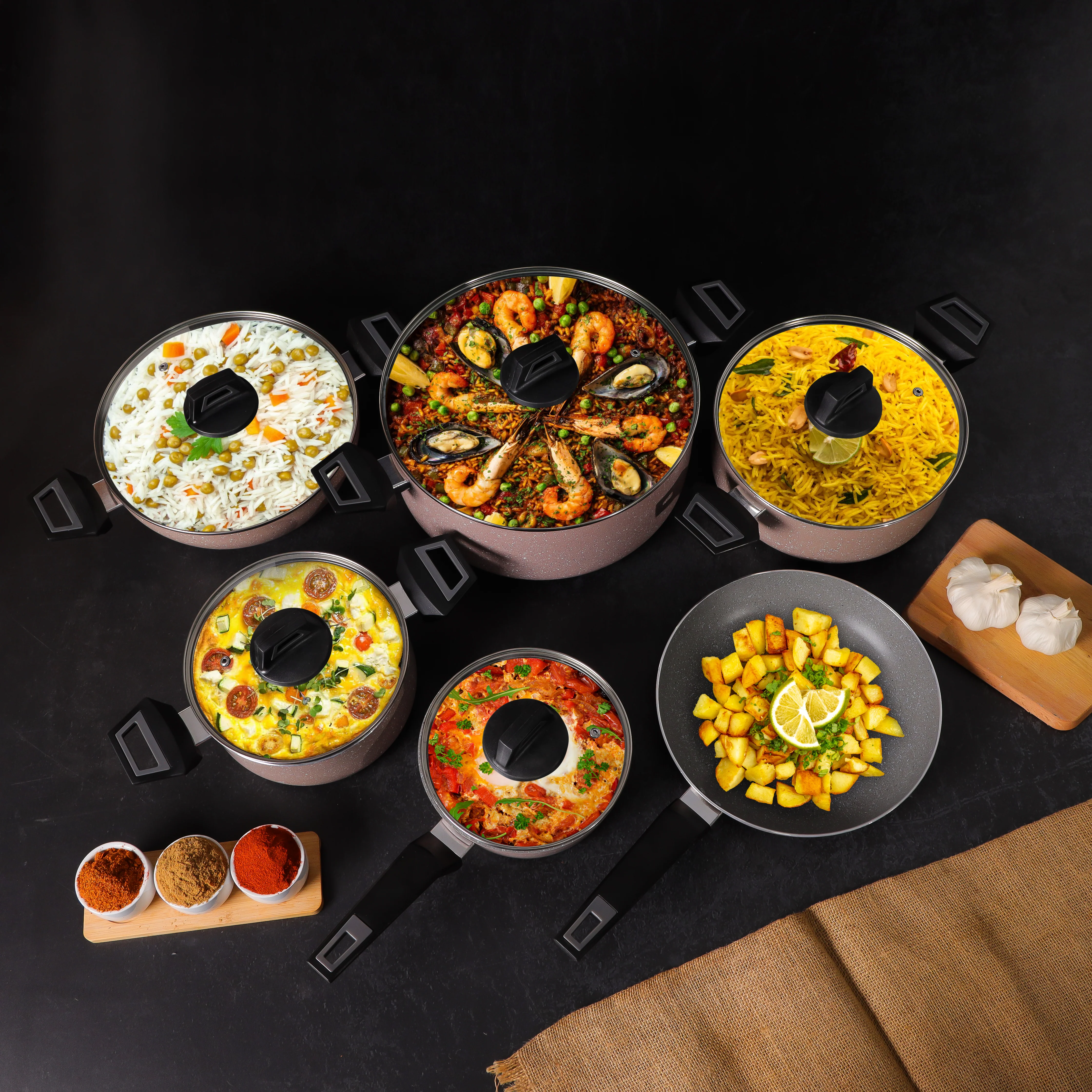 Delcasa DC2283 Emerald 13PCS Non-Stick Cookware Set| Granite Coating, Induction Compatible, PTFE & PFOA Free| 5-Layer Build for All Stovetops and Easy Cleaning| - Image 3