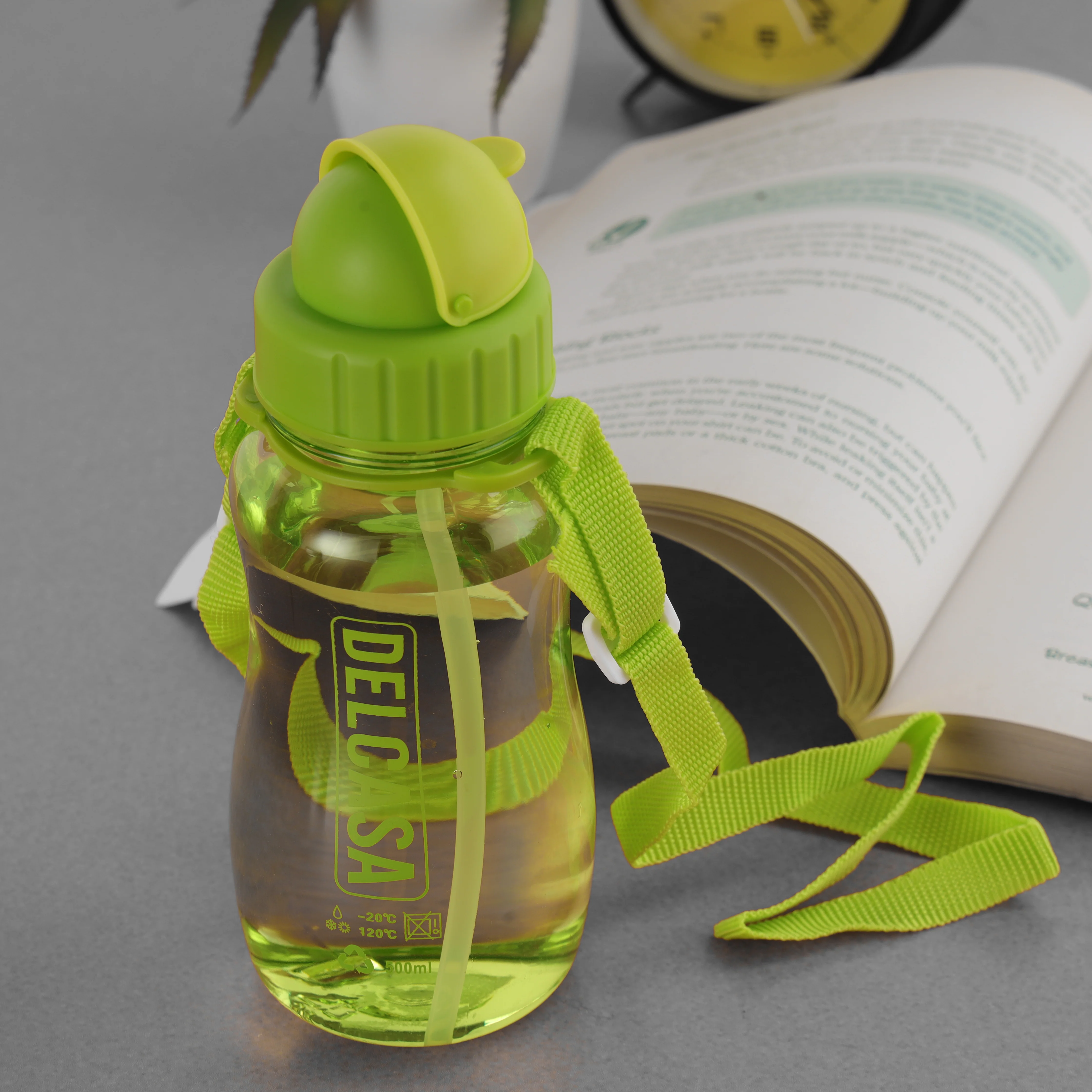 Delcasa DC2348 500ML Water Bottle| Leak-Proof Food Grade Plastic Bottle with Carry Strap| Hot & Cold Resistant and Lightweight, Durable for Everyday Travel Use| - Image 3