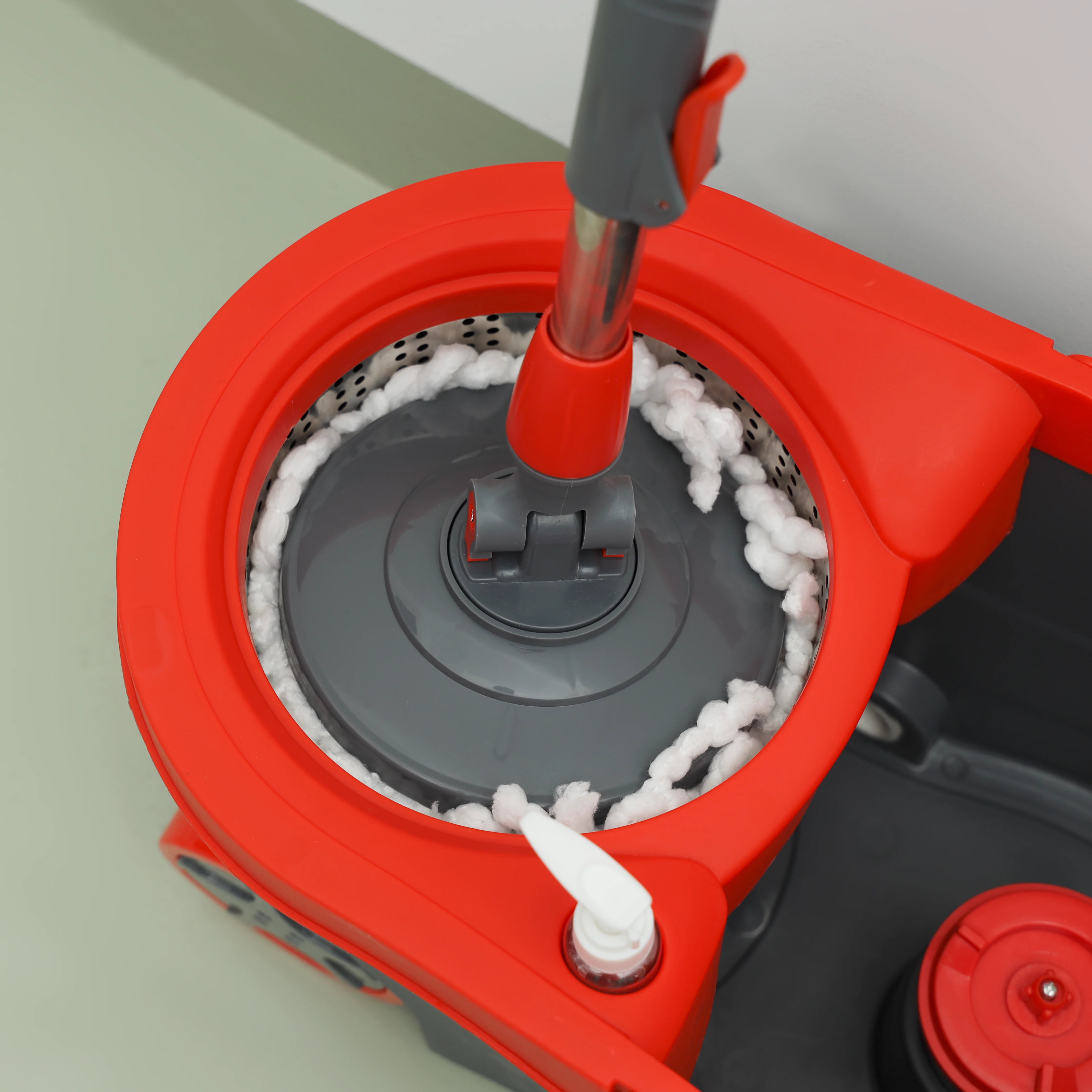 Delcasa DC2358 Spin Easy Mop| steel drum & bucket system features a 360° rotating microfiber head| adjustable handle, fast spin drying, wheels for easy cleaning| - Image 4