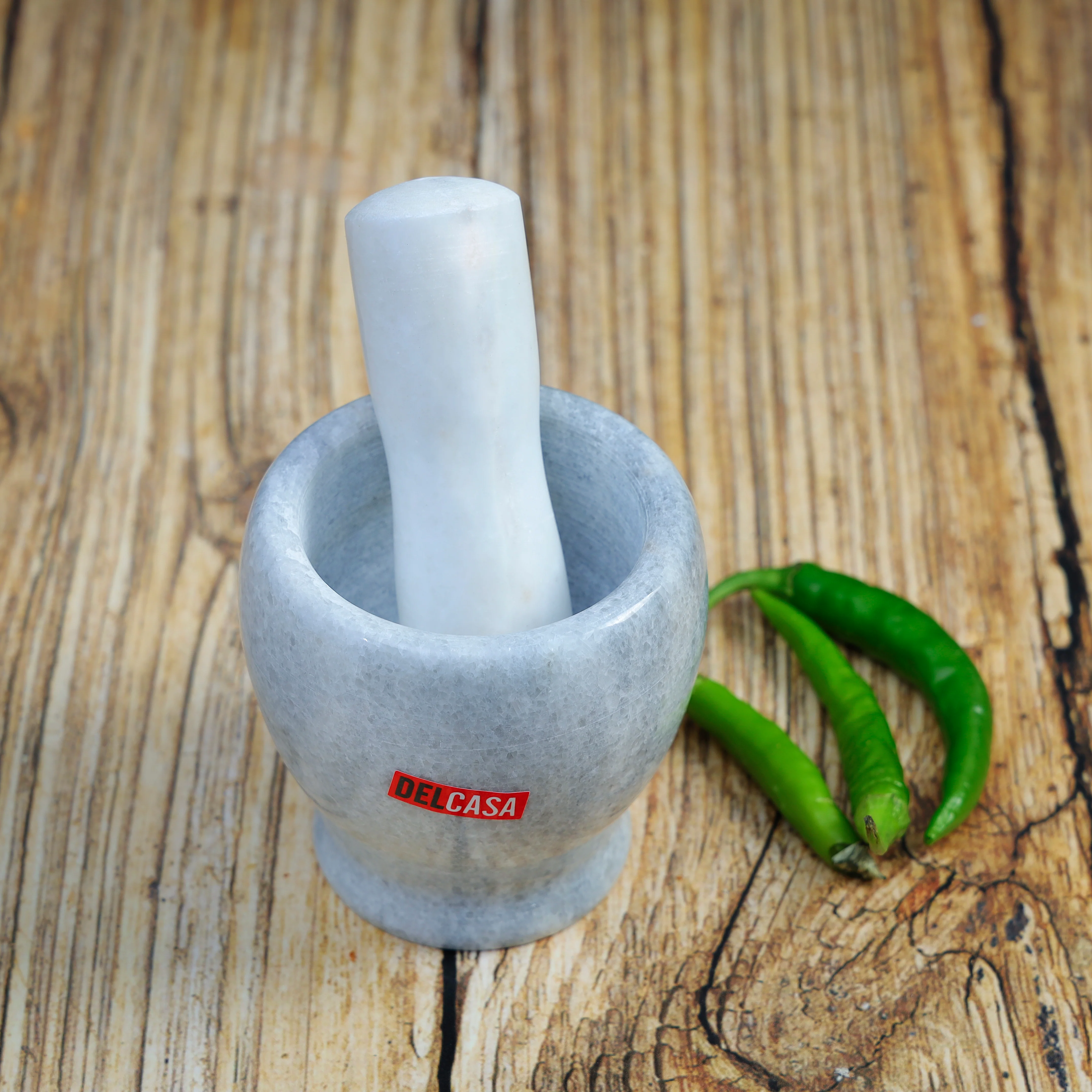 Delcasa DC2451 Marble Grinding Bowl| pestle is made from durable natural marble stone with Size 10.5cm top dia with 8cm base dia, 11cm height and easy to clean| - Image 2
