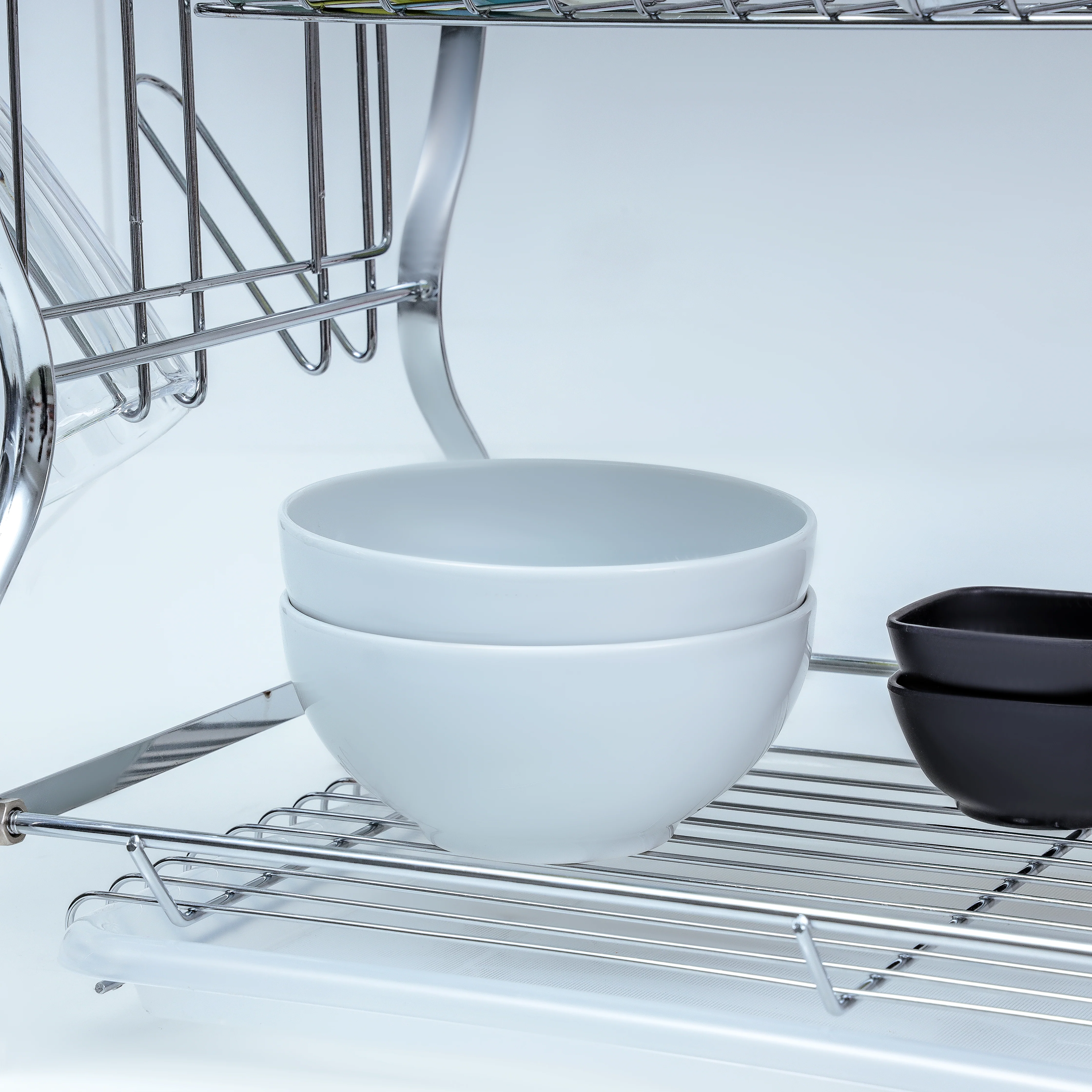Delcasa DC3030 2 Layer Dish Rack| Chrome Finish Plate Stand, Cutlery & Cup Holder| durable iron body, 17 plate capacity, PP drain board, compact kitchen storage| - Image 5