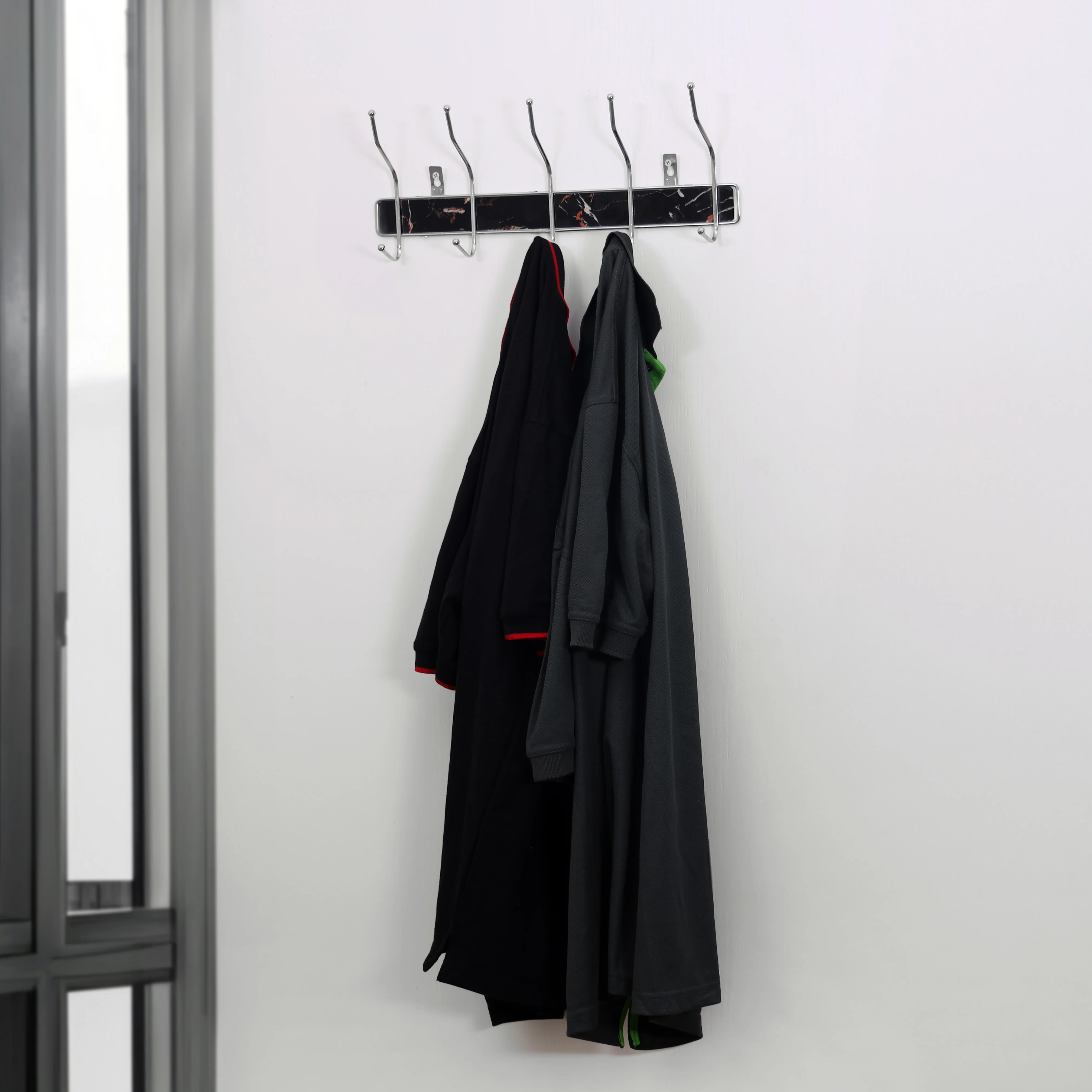 Delcasa DC3041 Metal Cloth Hanger| 5 Hooks Wall Mounted Rack & durable anti-rust design| strong metal build for coats, clothes & accessories storage organizer | - Image 3