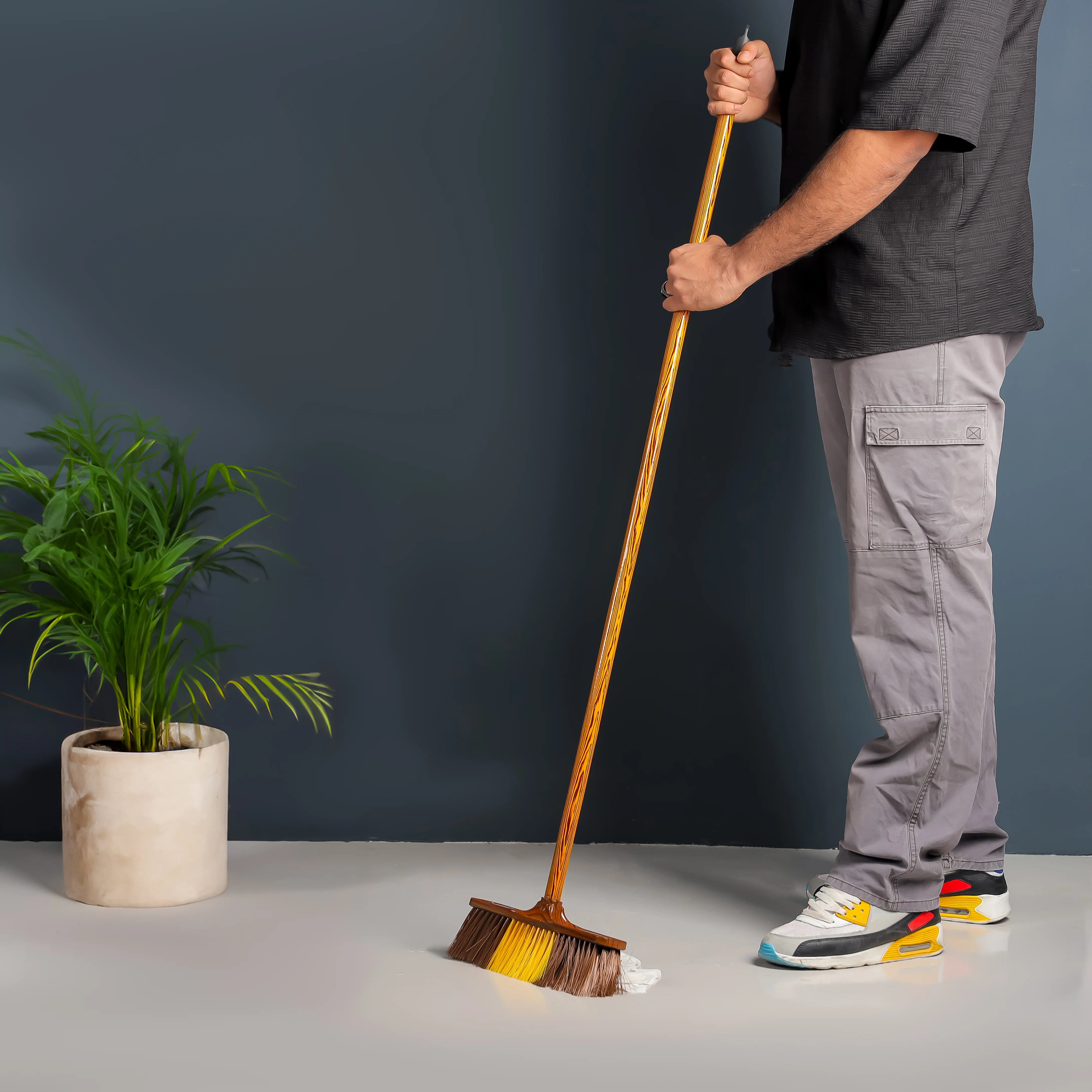 Delcasa DC3117 Floor Broom with Wooden Stick| Durable Construction, Hard Bristle Broom with Long Sturdy Rod| Superior Multi-Surface & Cleaning for Everyday Use| - Image 3
