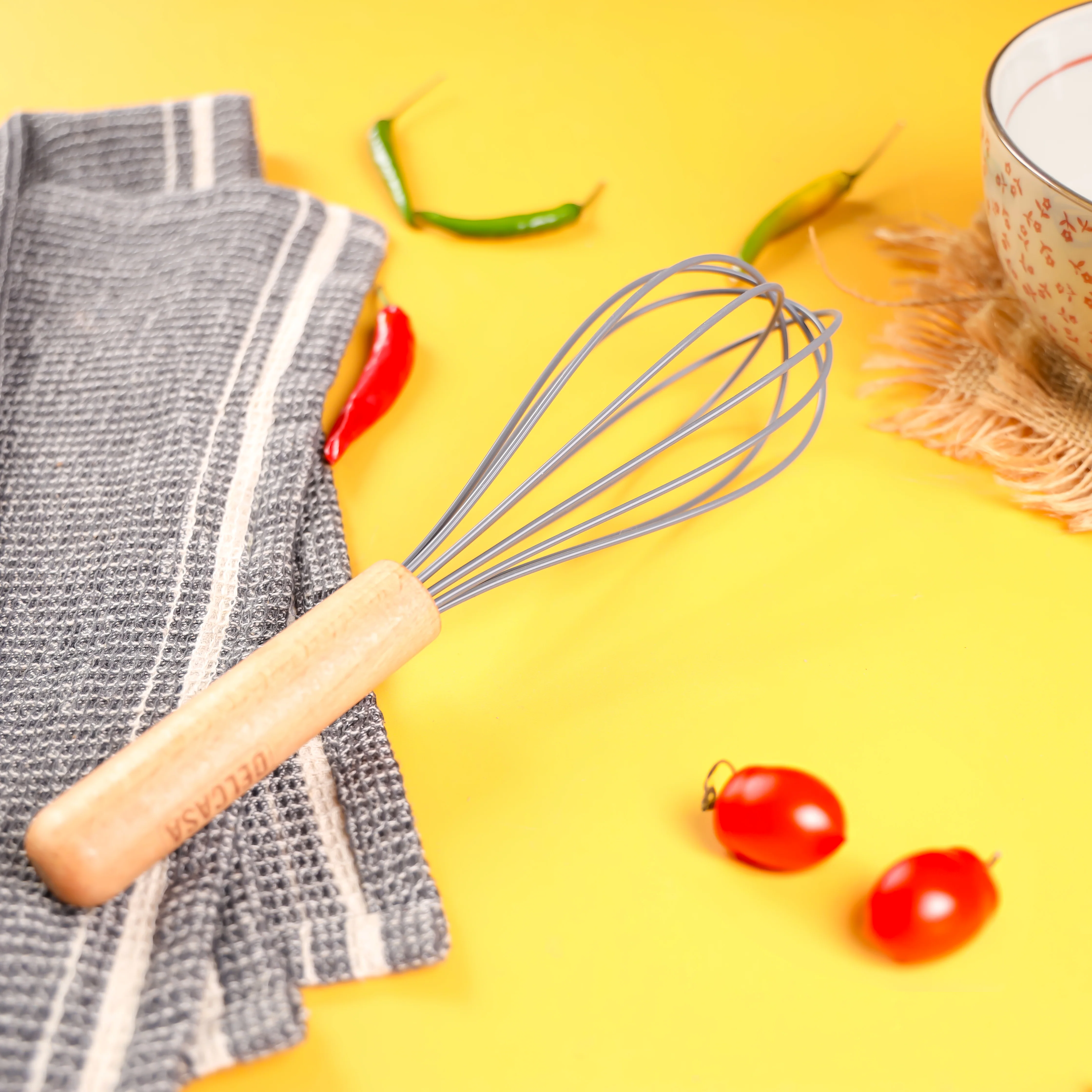 Delcasa DC3175 Silicone Whisk | wooden handle, lightweight and odor-resistant design| Durable, perfect for mixing eggs, batter, sauces, cream, and baking tasks| - Image 4