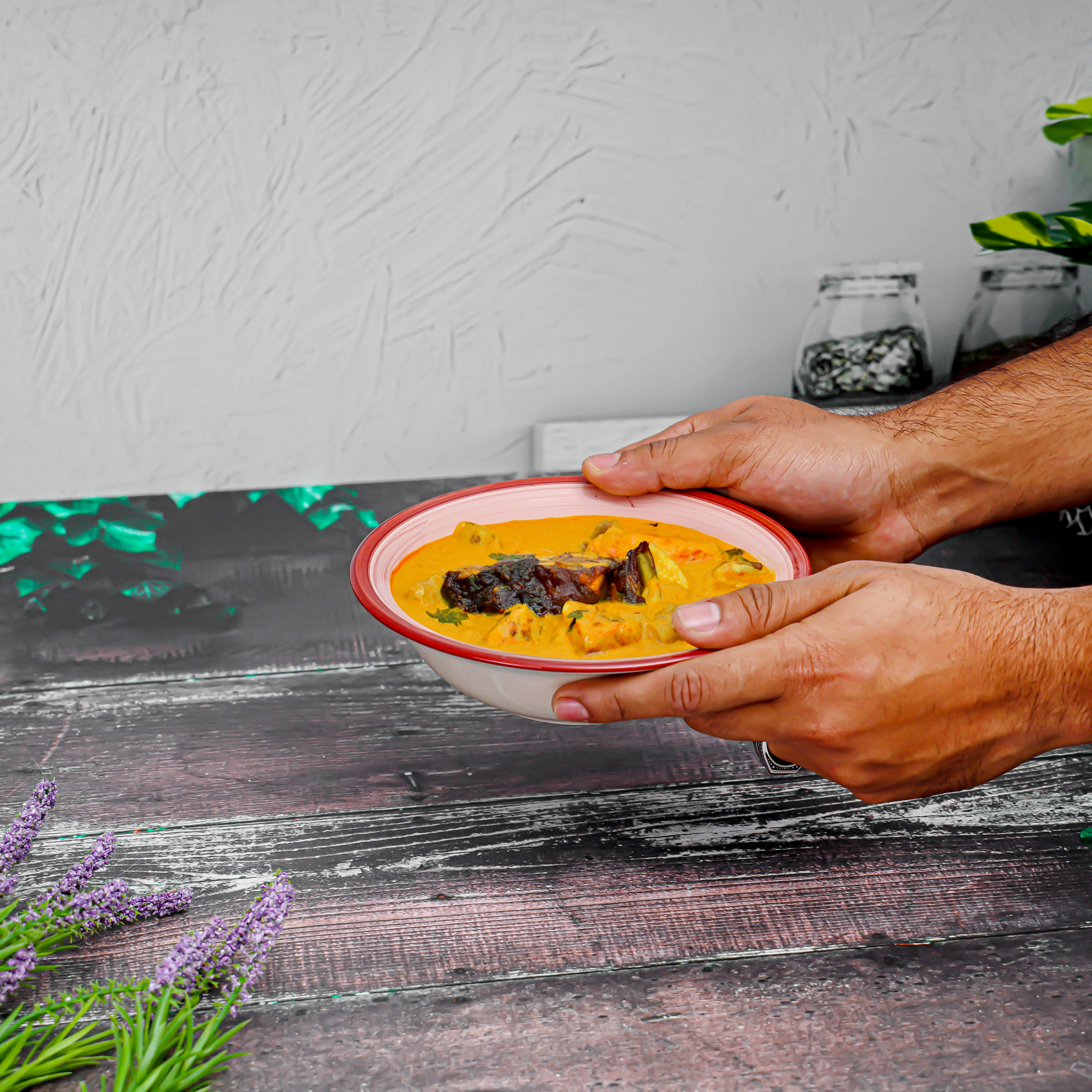 Delcasa DC3182 Stoneware 7 Inch Soup Bowl| features handcrafted paint detailing, chip-resistant stoneware, stain-resistant finish and microwave-safe durability| - Image 4