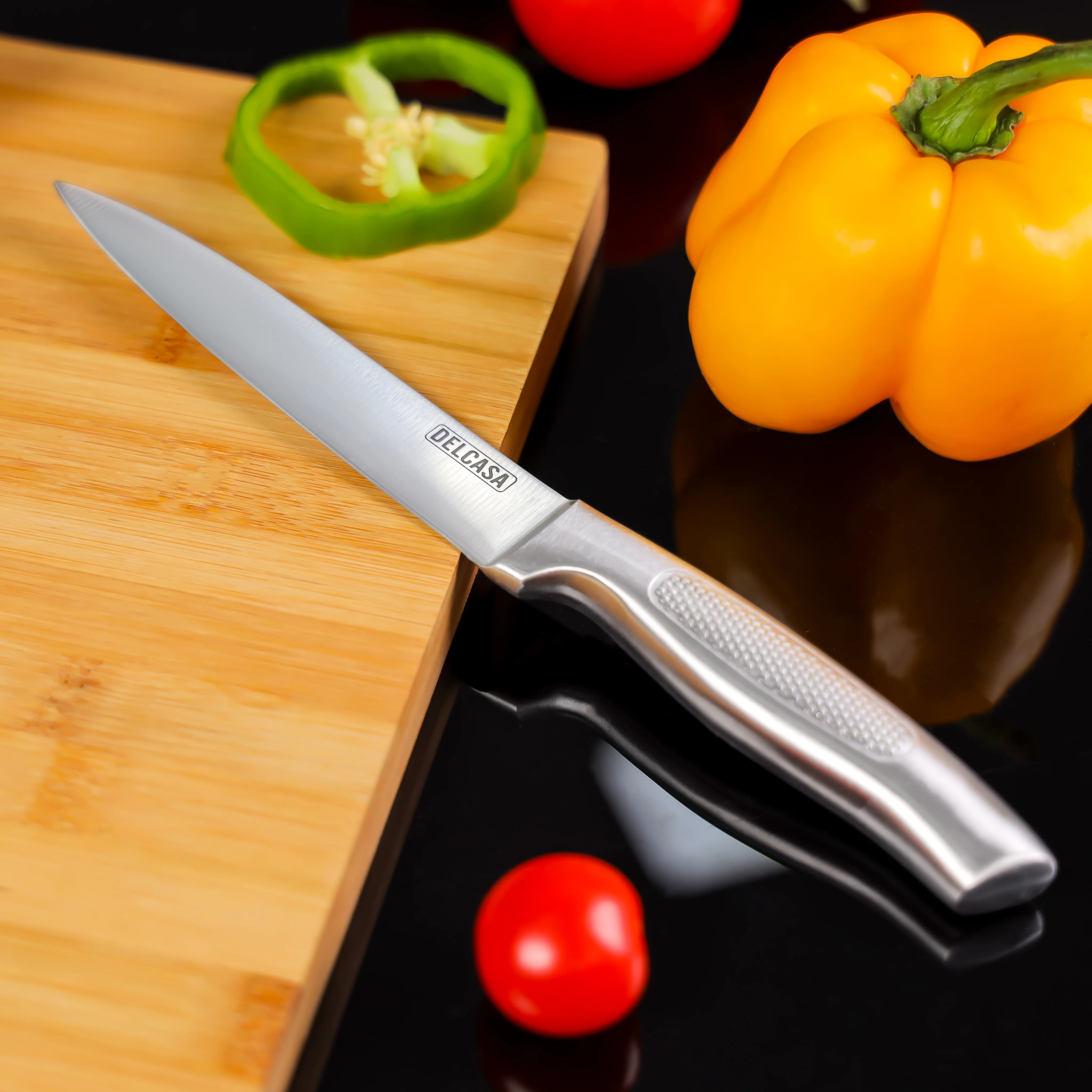 Delcasa DC3193 5" Utility Knife| Stainless Steel Ultra Sharp Kitchen Knife with Ergonomic Non-Slip Handle| Scratch Resistant, Lightweight Design & 5 Inch Blade| - Image 3