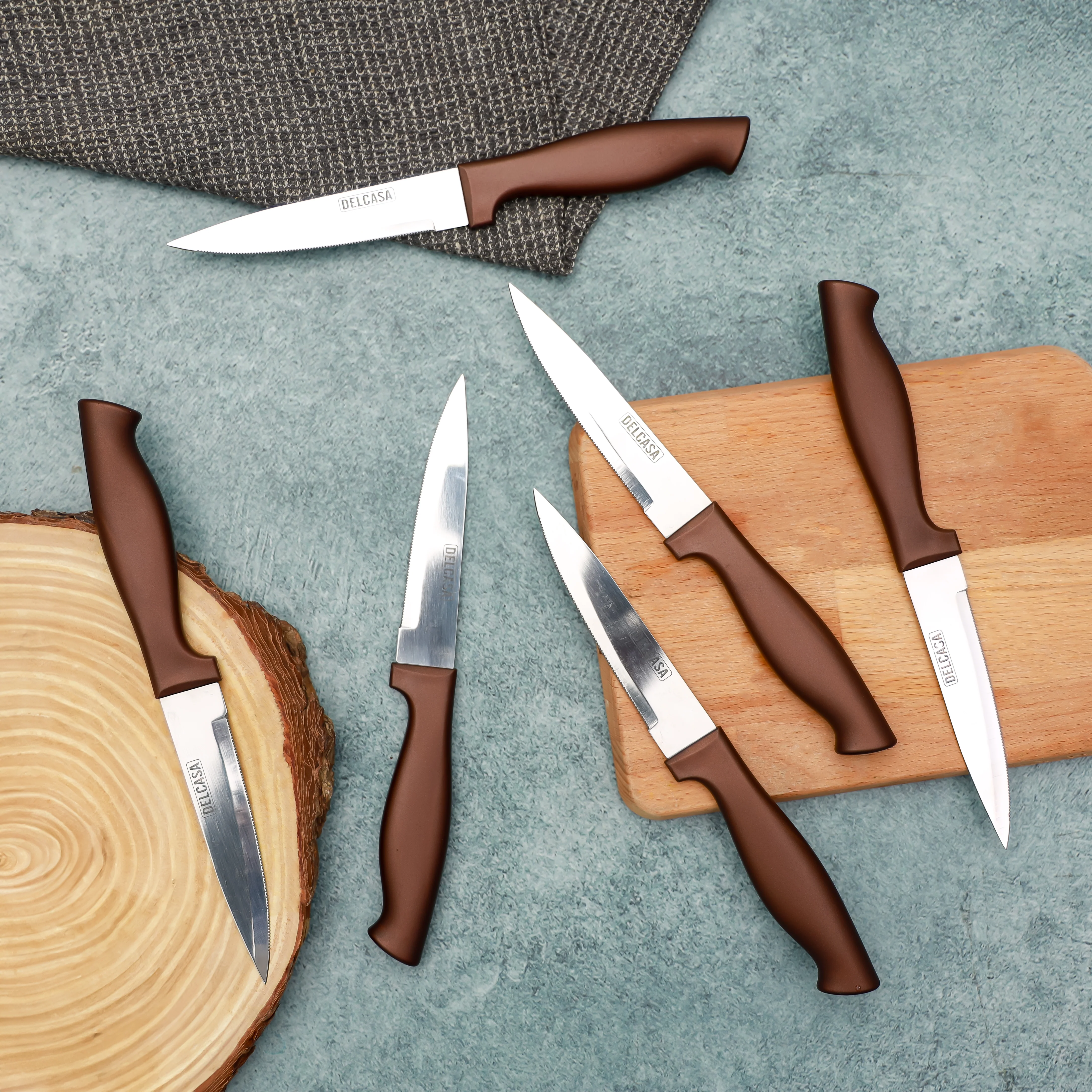 Delcasa DC3233 6 PCS Pairing Knife Set| serrated stainless steel blades with ergonomic PP handles| durable, dishwasher-safe knives ideal for daily kitchen tasks| - Image 4