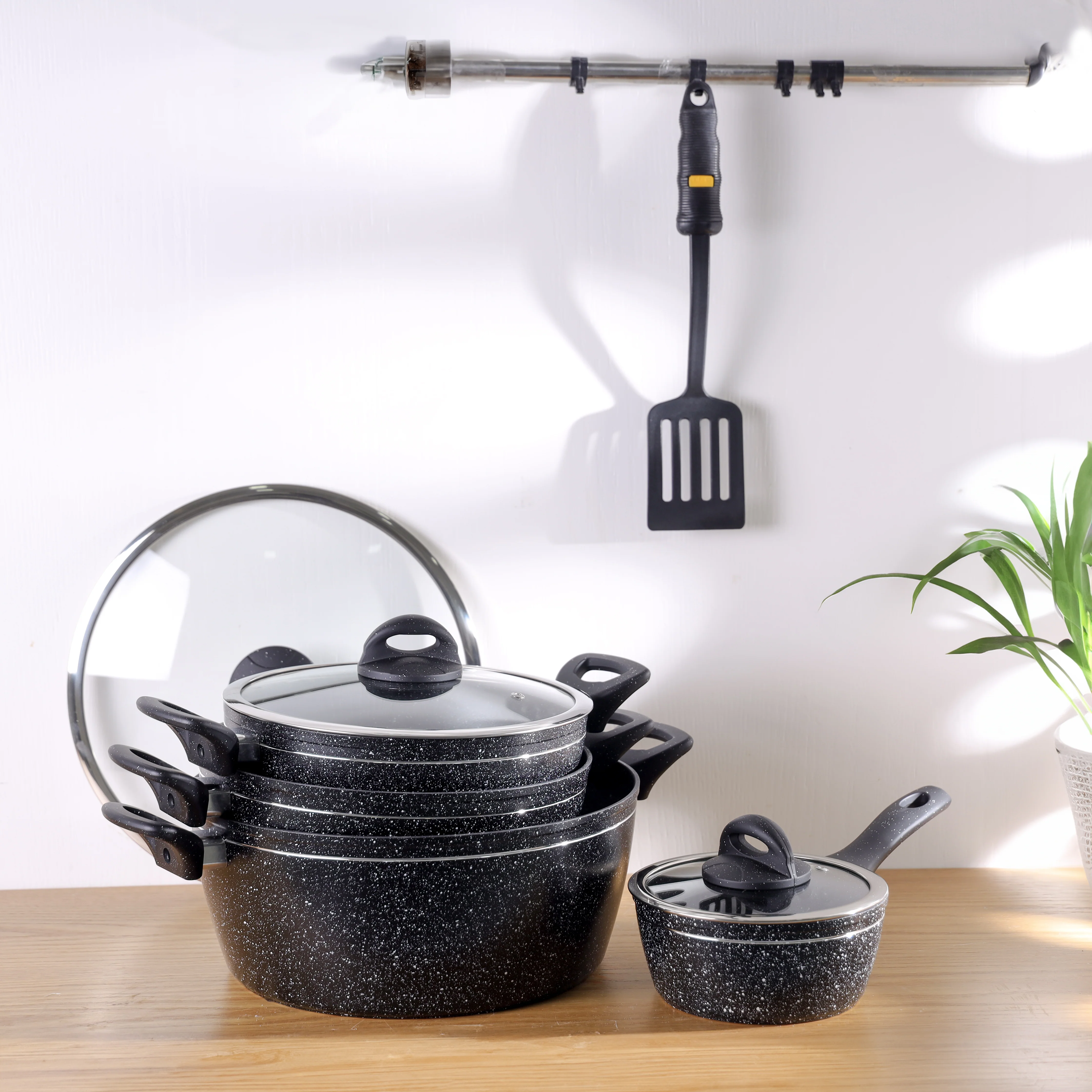 Delcasa DC3288 10PCS Non-Stick Cookware Set| Granite Coating, Induction Compatible, PTFE & PFOA Free| Dishwasher safe, Durable 5-Layer Forged Aluminum Pots & Pans| - Image 2