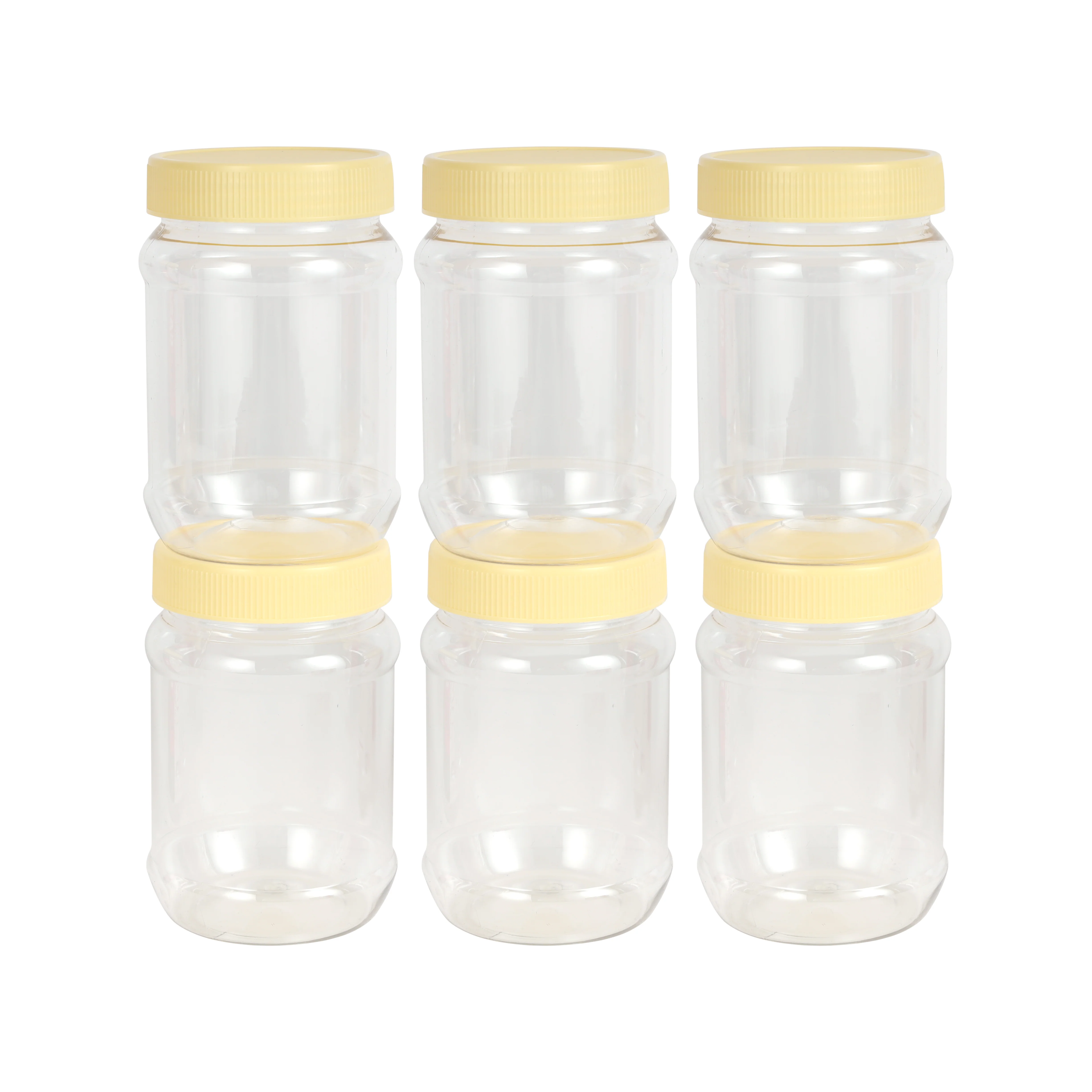 Delcasa DC3317 Round PET Jar Set| 6PCS Airtight Food Storage Jars with BPA-Free Plastic| Wide Mouth Design & Durable Odour-Free Kitchen Storage Containers Set |