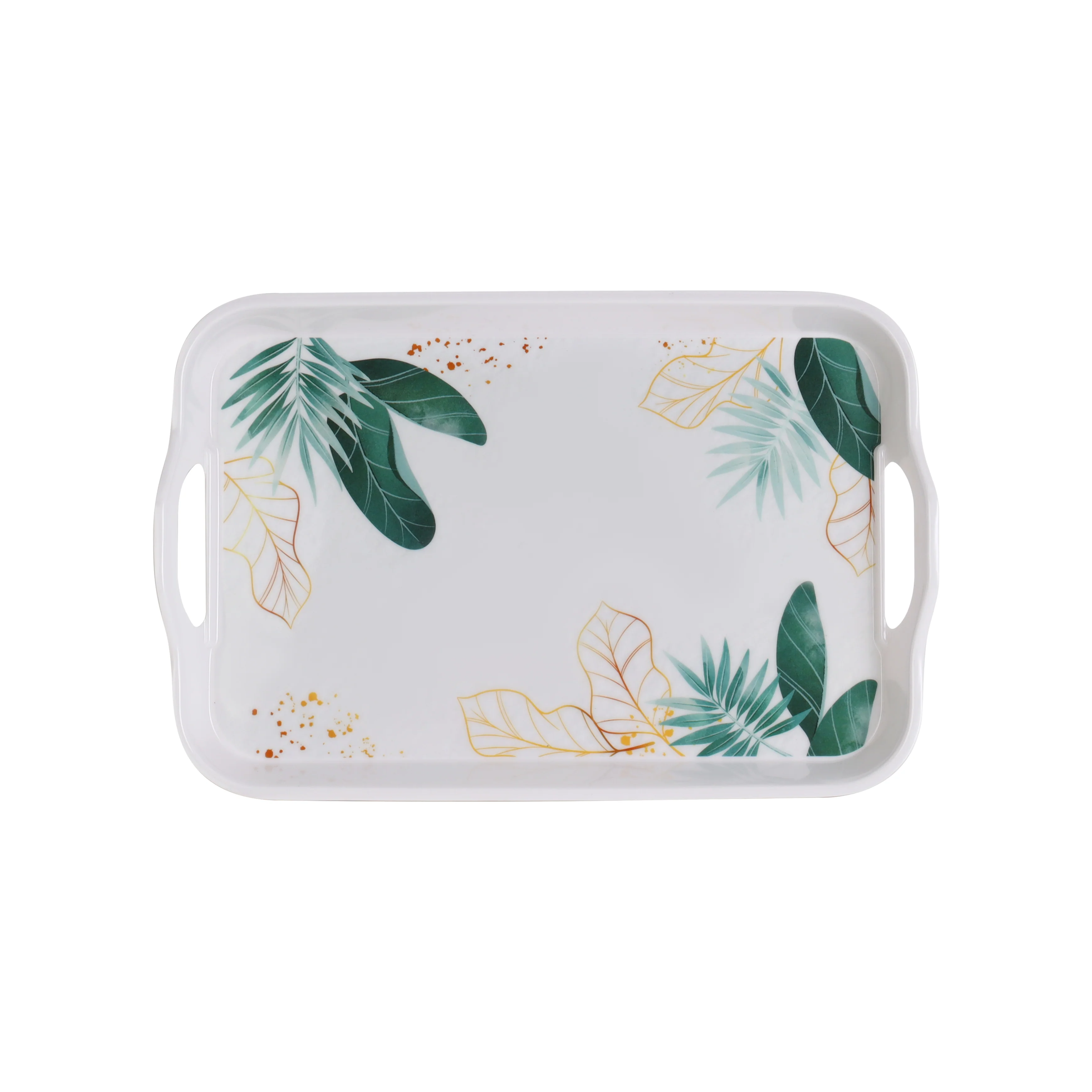 Delcasa DC3394 Melamineware Serving Tray Set| lightweight, chip-resistant & stain-resistant design| Elegant Floral Design, Freezer Safe & Ergonomic Side Handles|