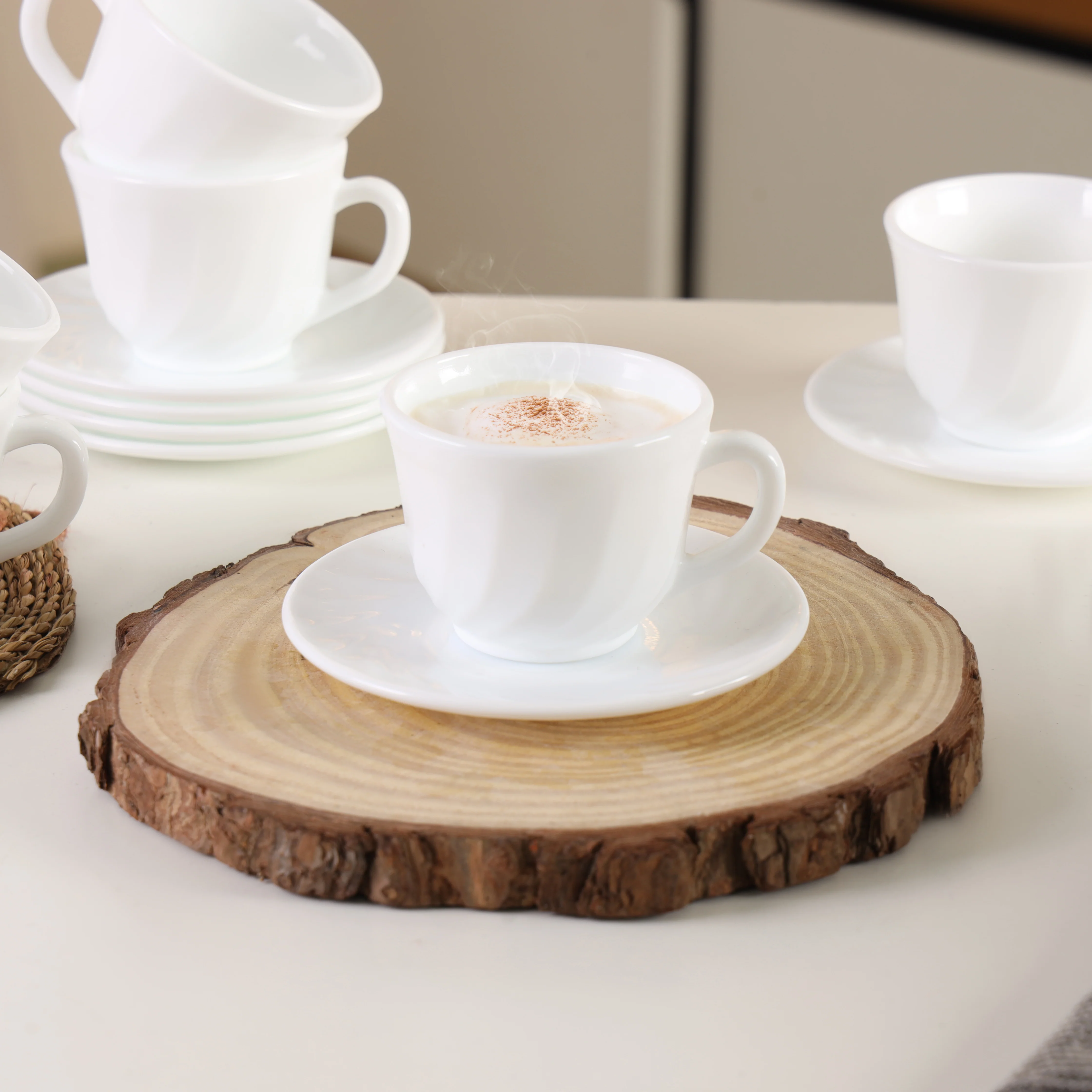 Delcasa DC3401 Opalware Cups & Saucer Set| 12PCS 200ML Microwave Safe & elegant floral design| lightweight durable build, dishwasher & freezer safe for daily use| - Image 5