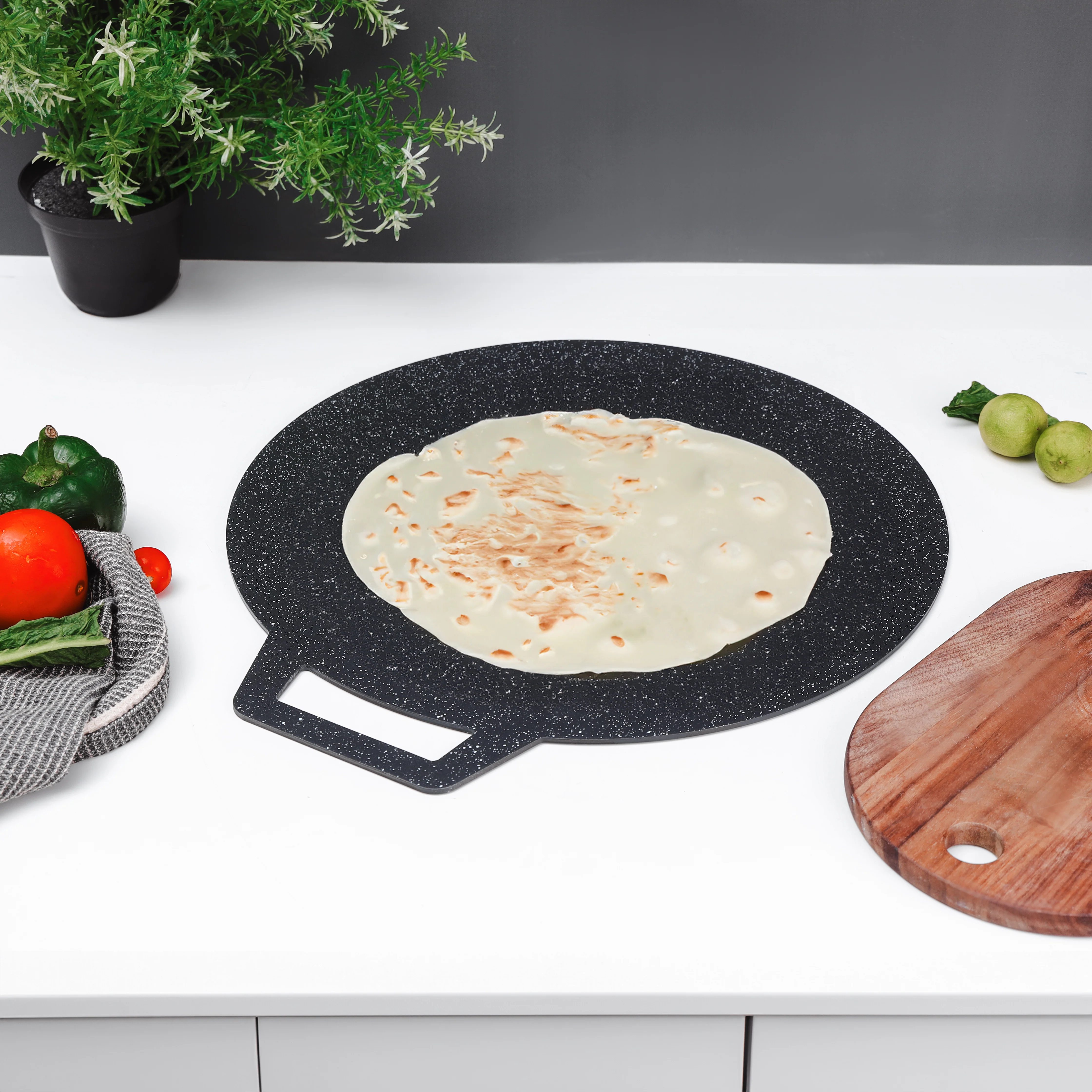 Delcasa DC3406 Non-Stick Flat Tawa | durable granite coating & sturdy handle| 3.5mm thick body, Dishwasher safe, suitable for gas, ceramic, halogen & hot plate| - Image 3