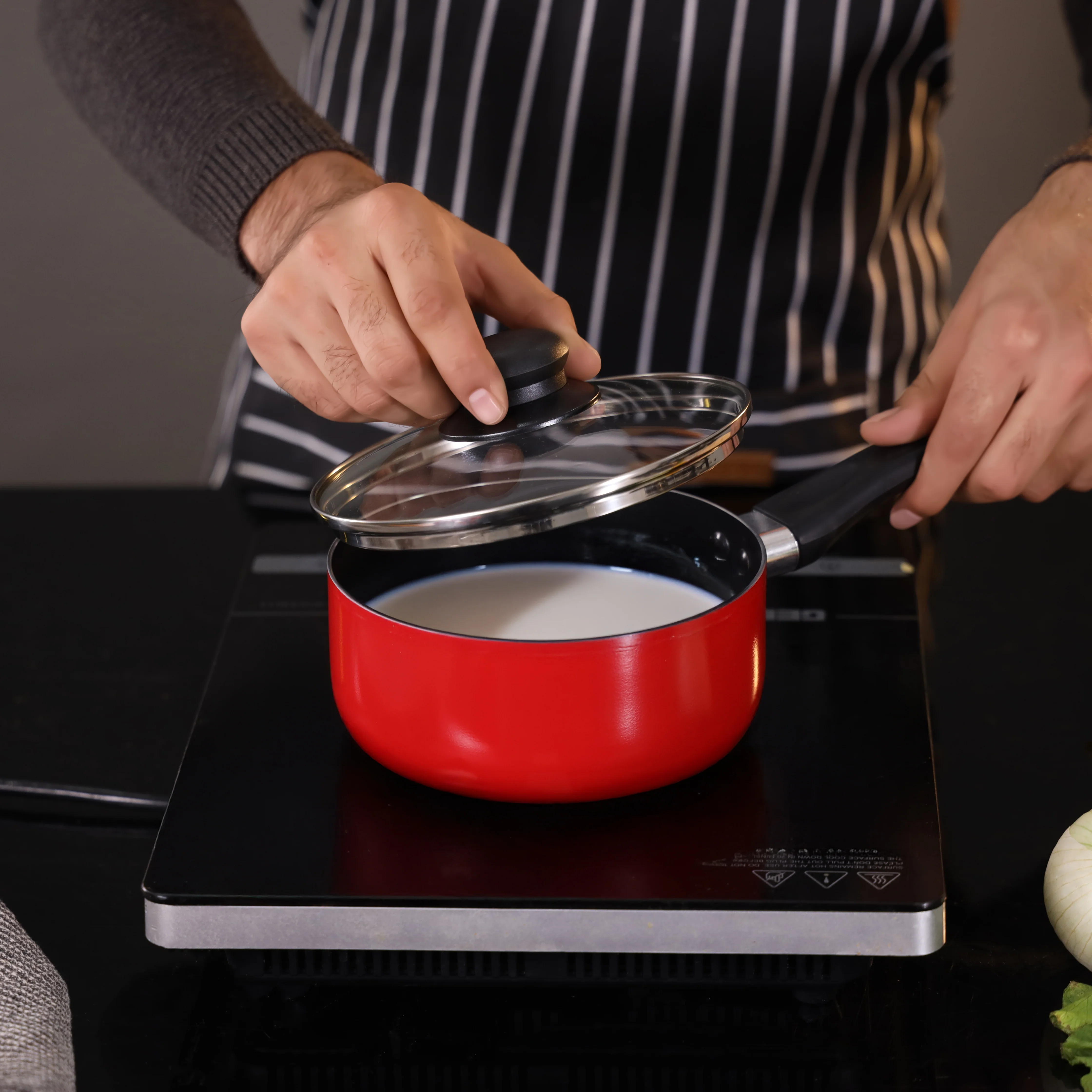 Delcasa DC3452 15PCS Aluminum Non-Stick Cookware Set| Induction Compatible Base, PTFE & PFOA Free| Tempered Glass Lids, Durable Pots and Pans for Daily Cooking| - Image 3