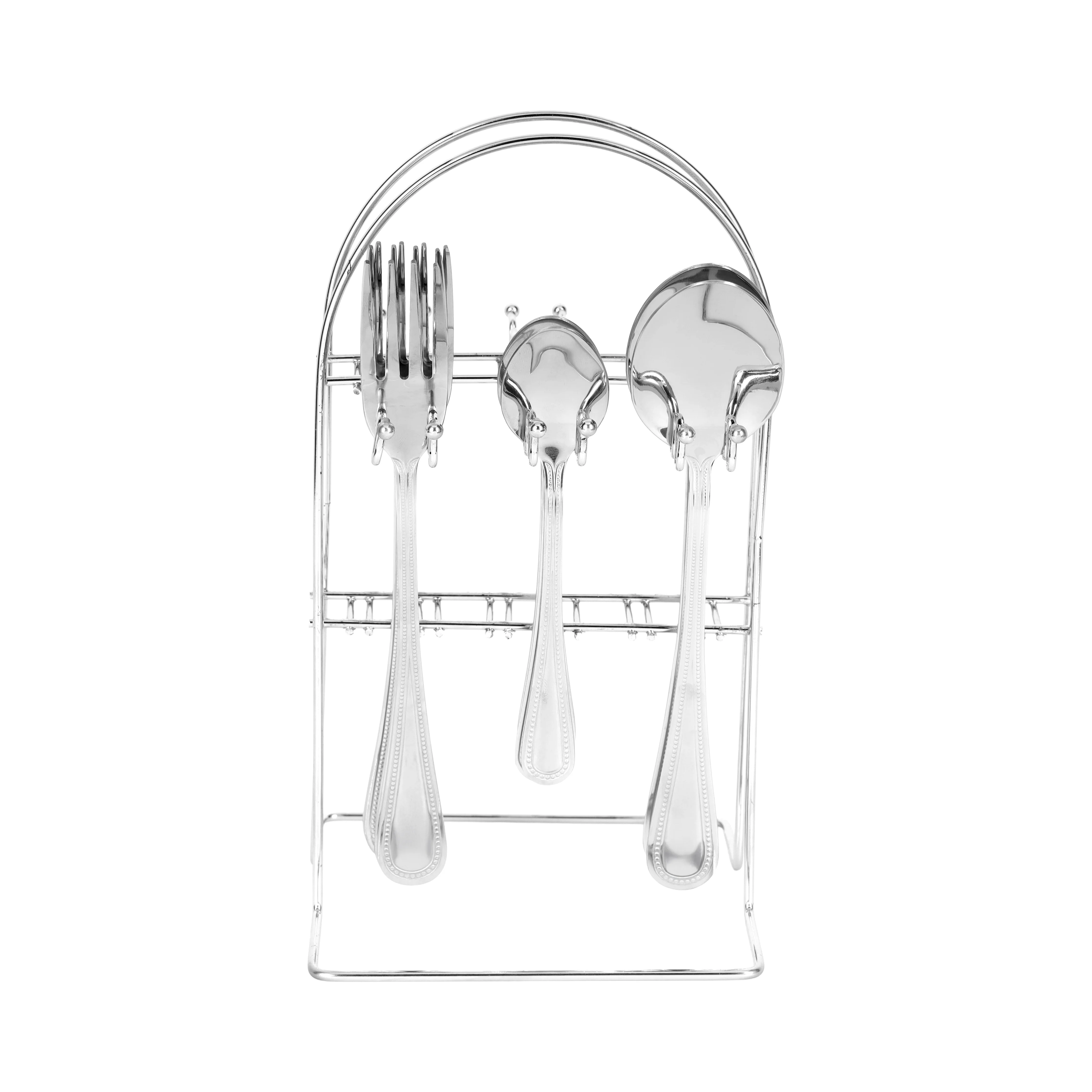 Delcasa DC3703 stainless steel cutlery set| 24pcs with stand: 6 knives, 6 forks, 6 spoons & 6 teaspoons| Food grade, hygienic, break-resistant & dishwasher safe| - Image 3