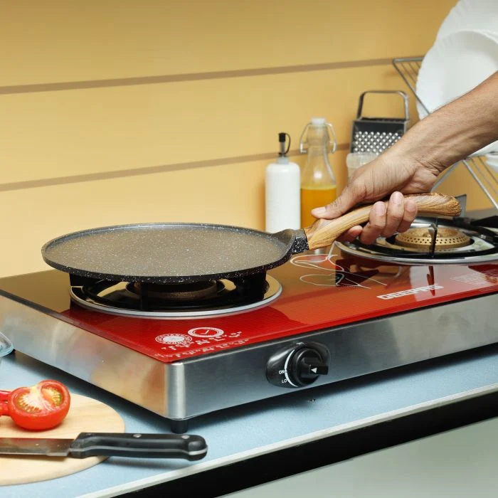 Flat Griddle Tawa, Granite Coated Aluminium, RF10766 | 5 Layer Construction | Strong Wood-finish Bakelite Handle | Compatible with Gas, Hot Plate, Halogen, Ceramic - Image 6