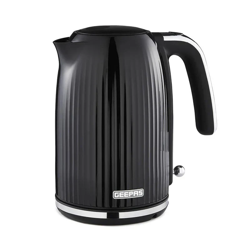 Geepas 1.7L Fluted Black Jug Kettle GK38068UK-BK | 3000W Rapid Boil | 360° Cordless Base | Auto Shut-Off & Boil-Dry Protection | Elegant Design | 2 Years Warranty