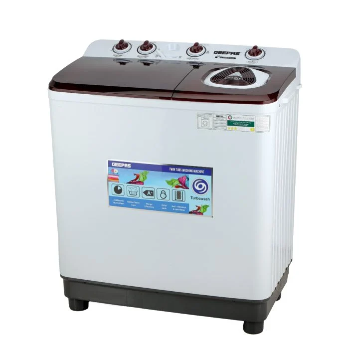 Geepas 12.0 kg Twin Tub Semi-Automatic Washing Machine- GSWM18043/ Equipped with Strong Pulsator and Air Dry Spinning Function/ Efficient Performance and Classic Design - Image 2