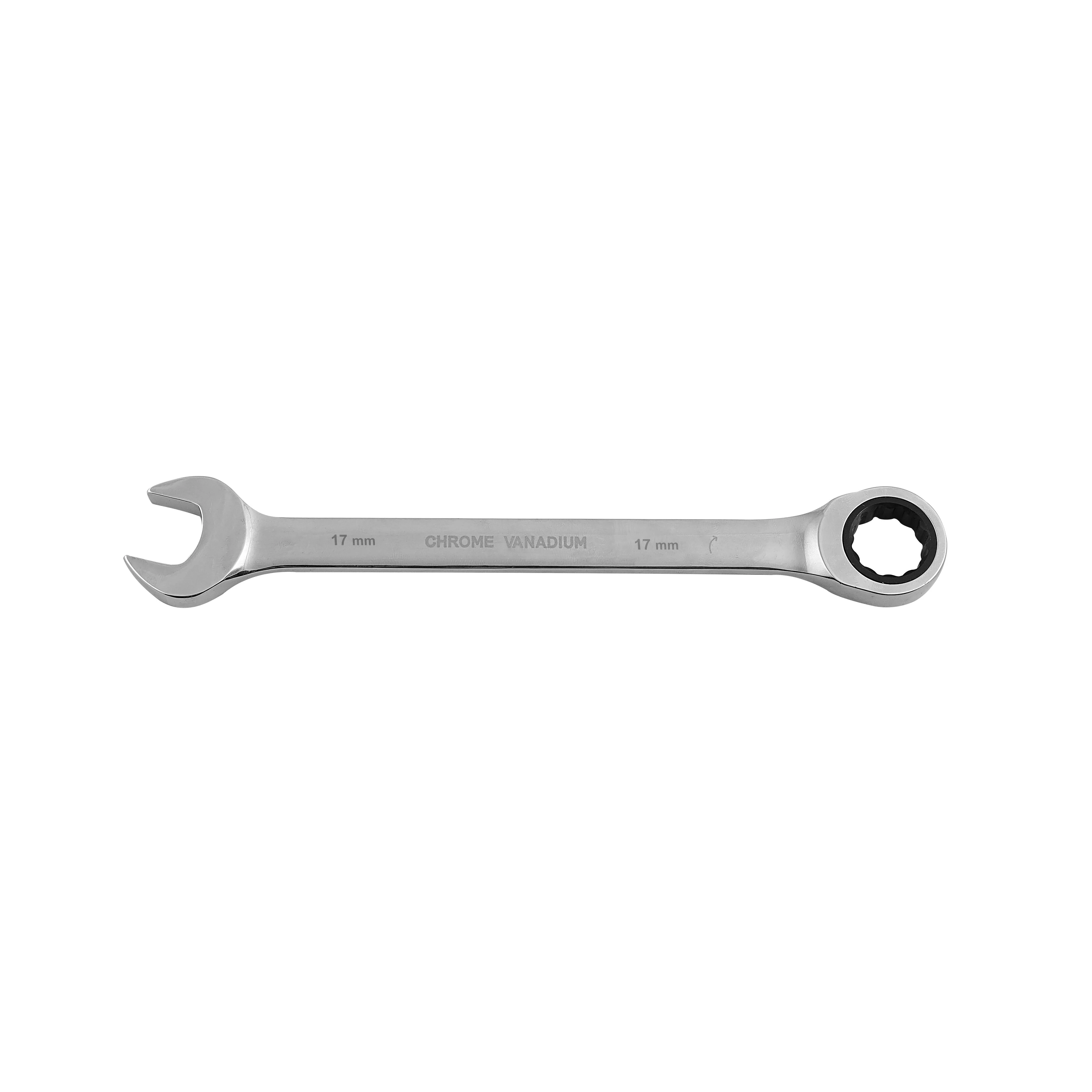 Geepas 17mm Gear Wrench with Plastic Hanger - Part Ring/Open-Ended Spanner with Ratchet Function | CRV, Mirror Finish | Ideal for Mechanic, Plumbers, Carpenter, DIYers and More
