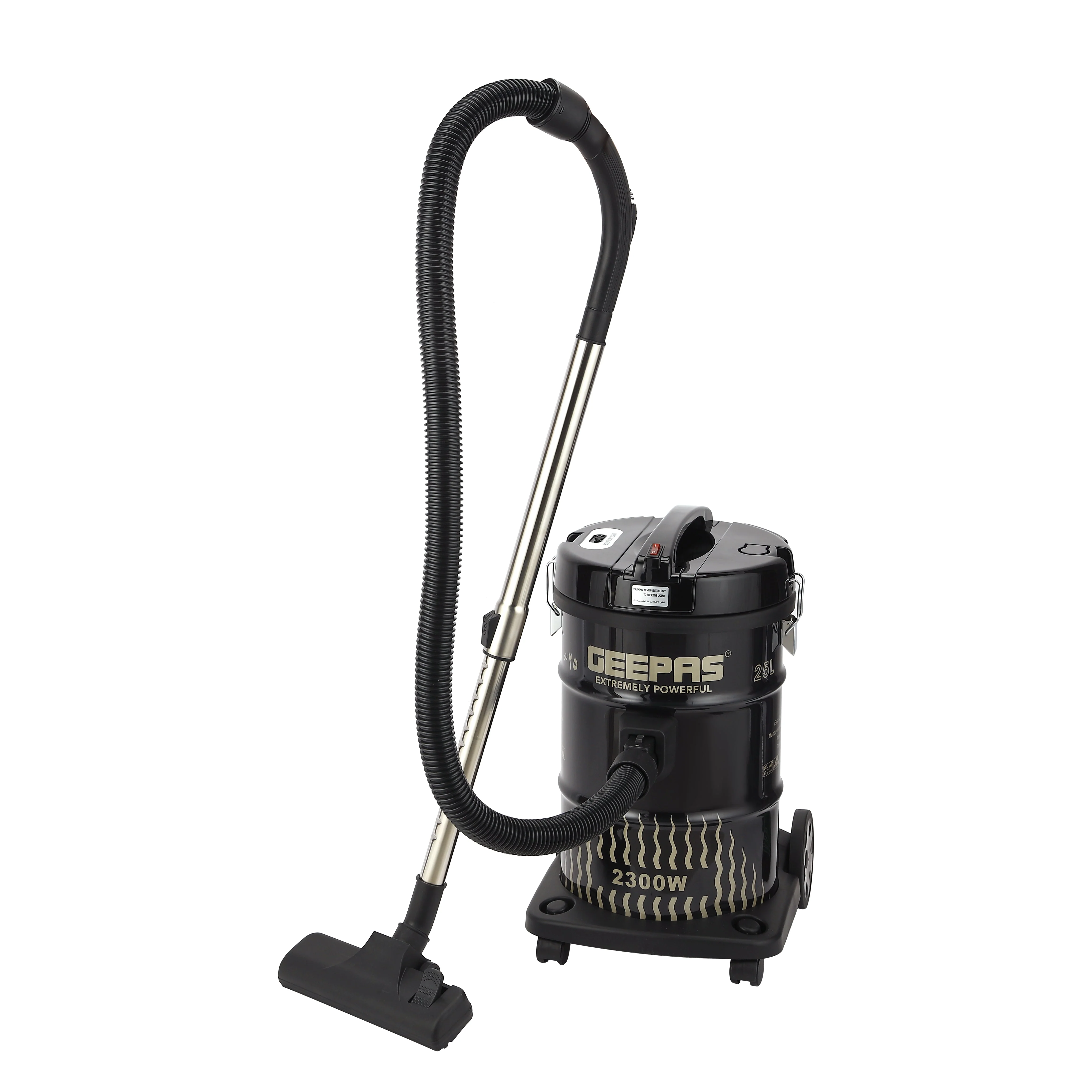 Geepas 2300 W Drum Vacuum Cleaner- GVC2592/ 25 L Dust Bag Capacity with Elegant Body, Iron Tank/ Powerful Suction, Dry and Blow Function, Full Indicator